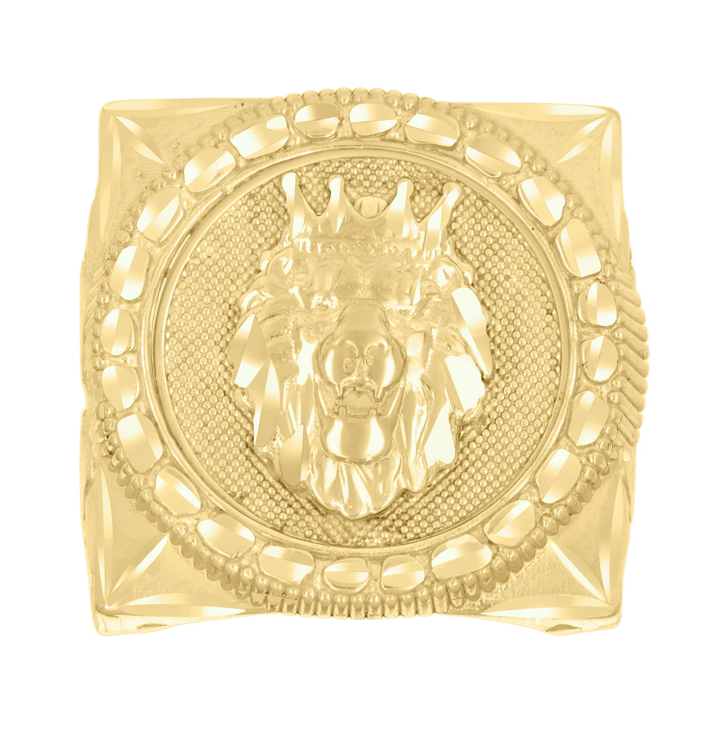 10K Yellow Gold Mens Leo/Lion Head Animal Wildlife Ring