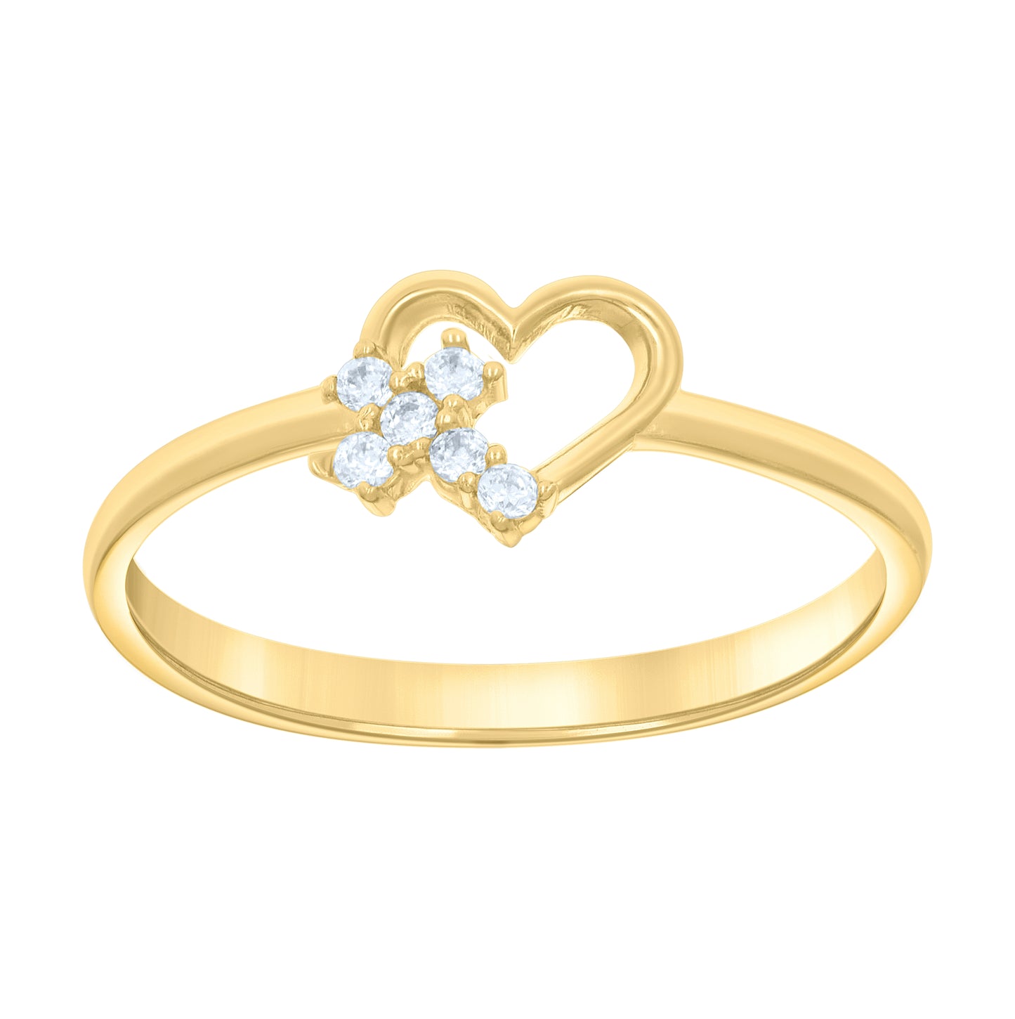 10K Yellow Gold Womens Cubic-Zirconia Cross Heart Ring