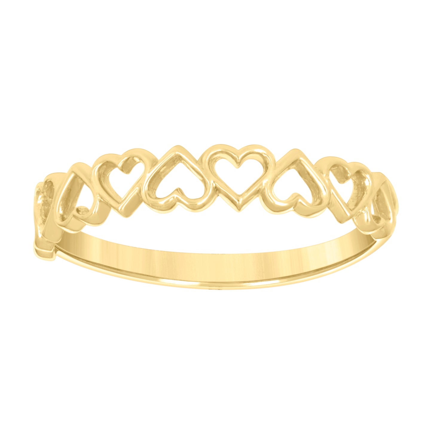 10K Yellow Gold Womens Love Multi Hearts Ring