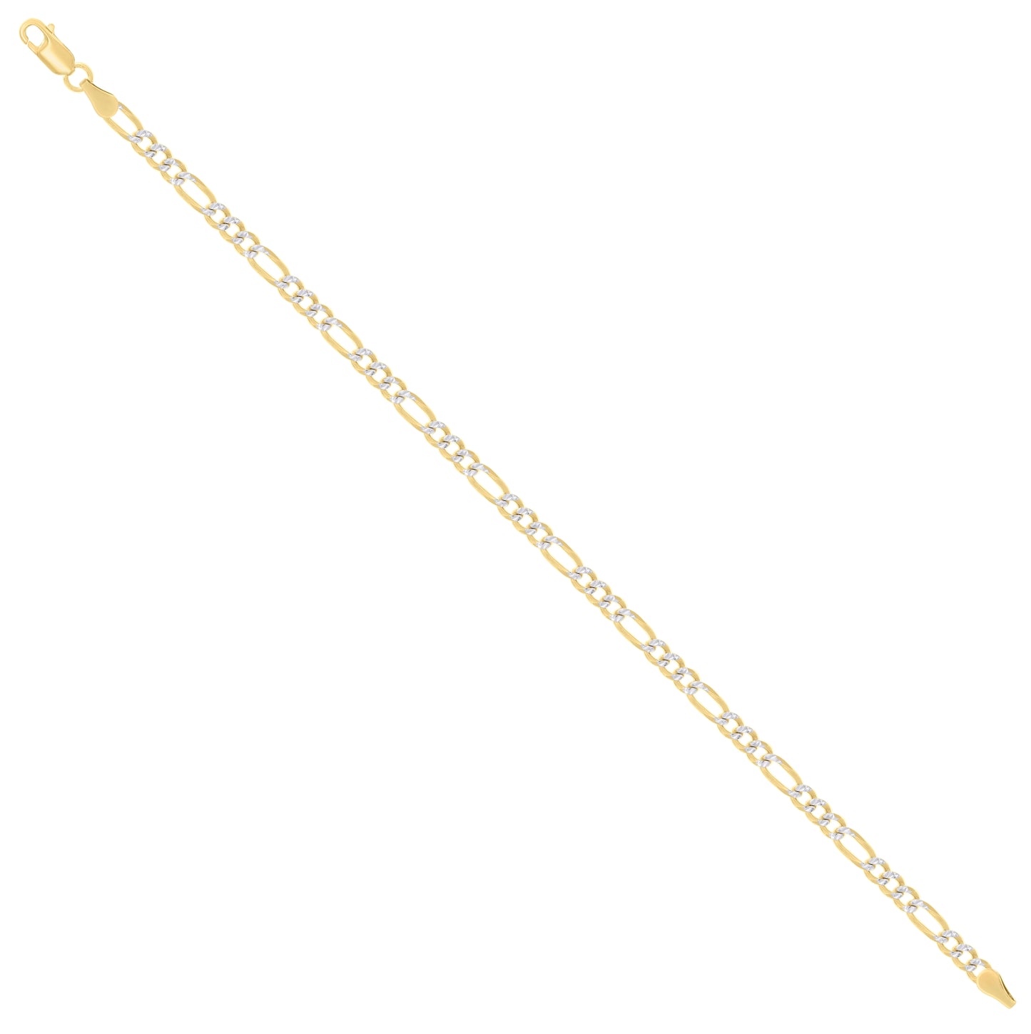 Sterling Silver Two Tone Pave Super Flat Figaro Chain