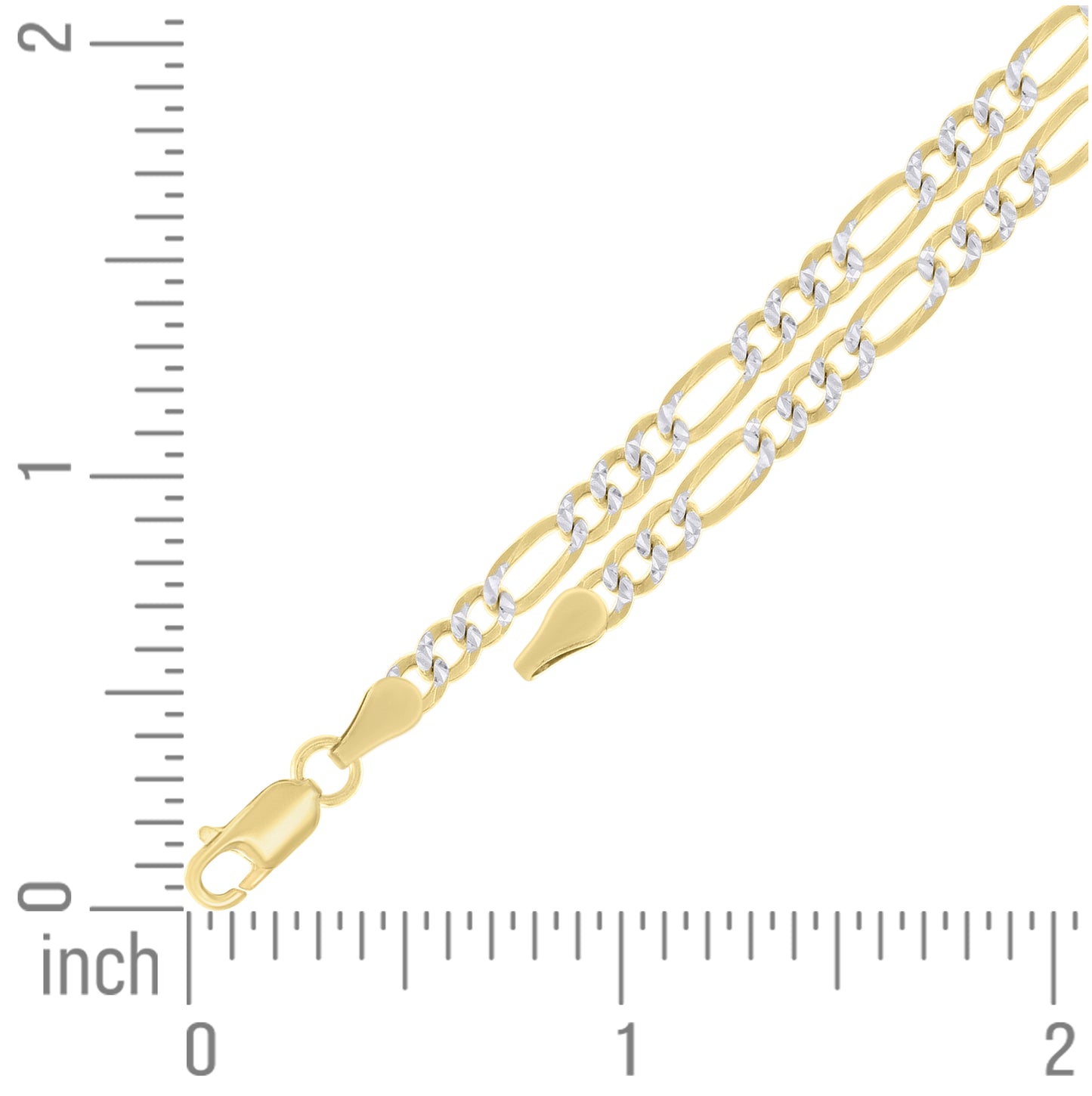 Sterling Silver Two Tone Pave Super Flat Figaro Chain
