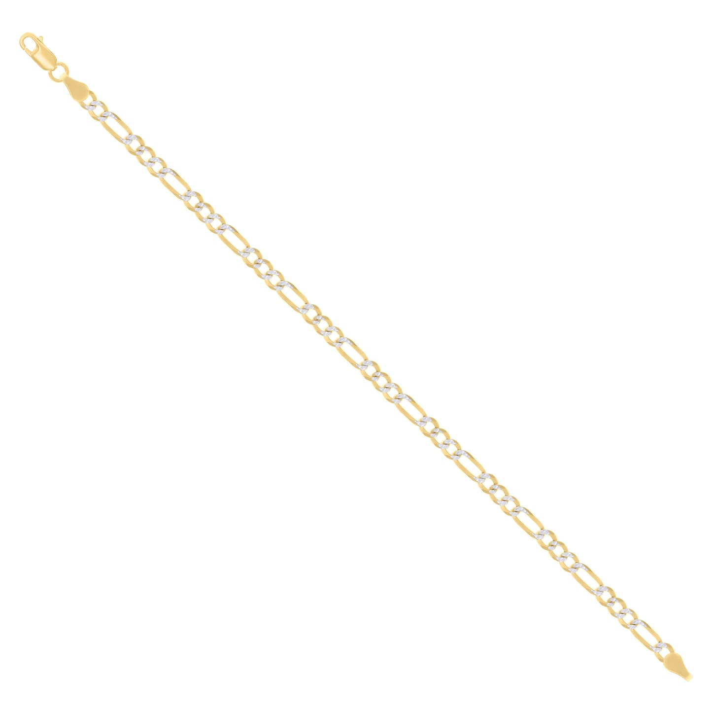 Sterling Silver Two Tone Pave Super Flat Figaro Chain
