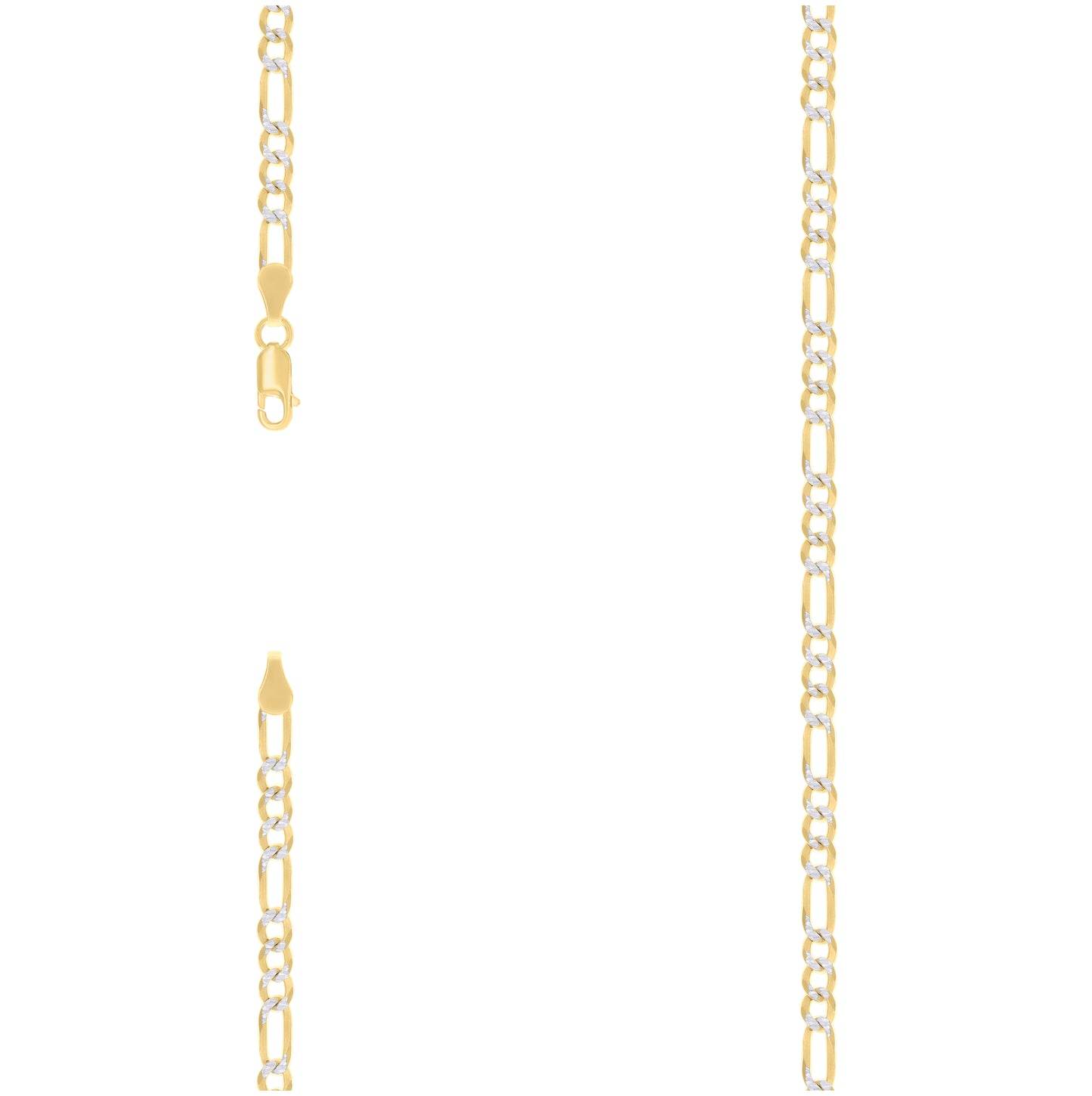 Sterling Silver Two Tone Pave Super Flat Figaro Chain