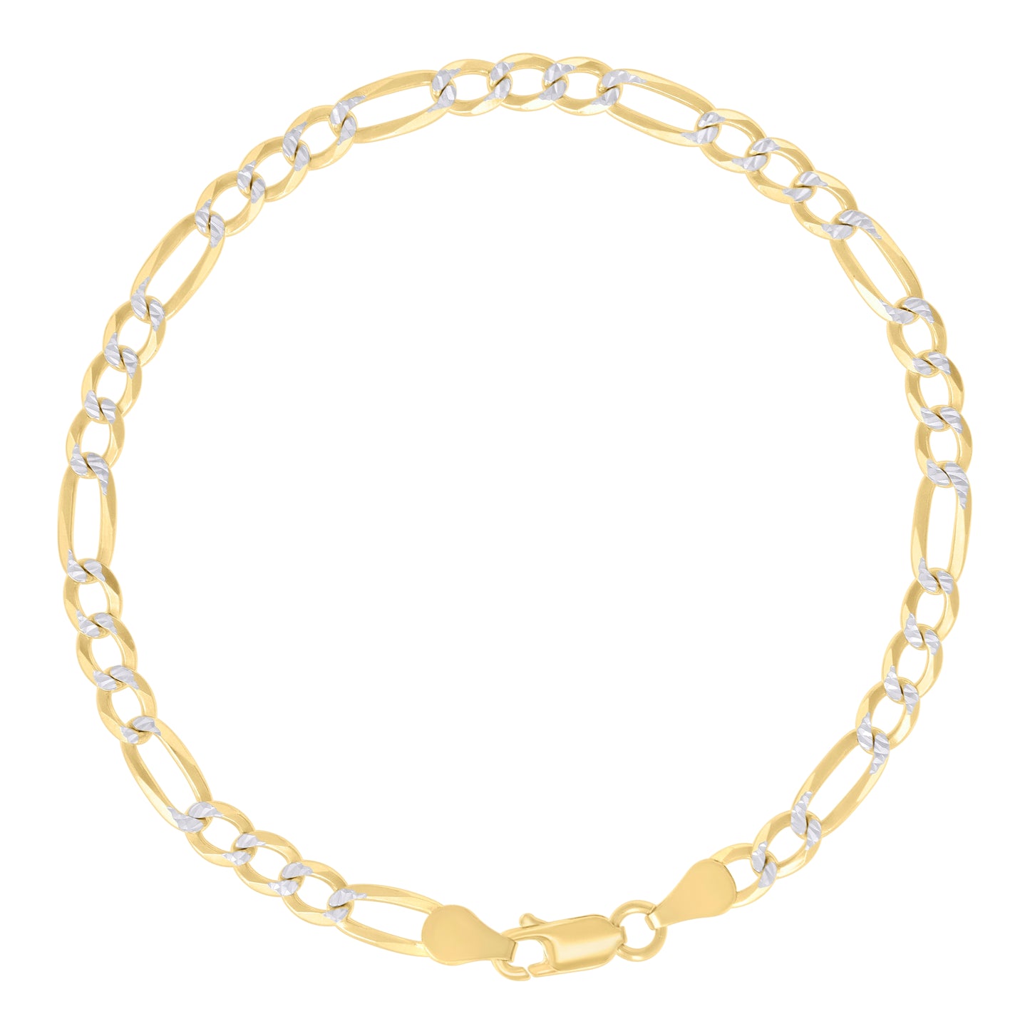 Sterling Silver Two Tone Pave Super Flat Figaro Chain