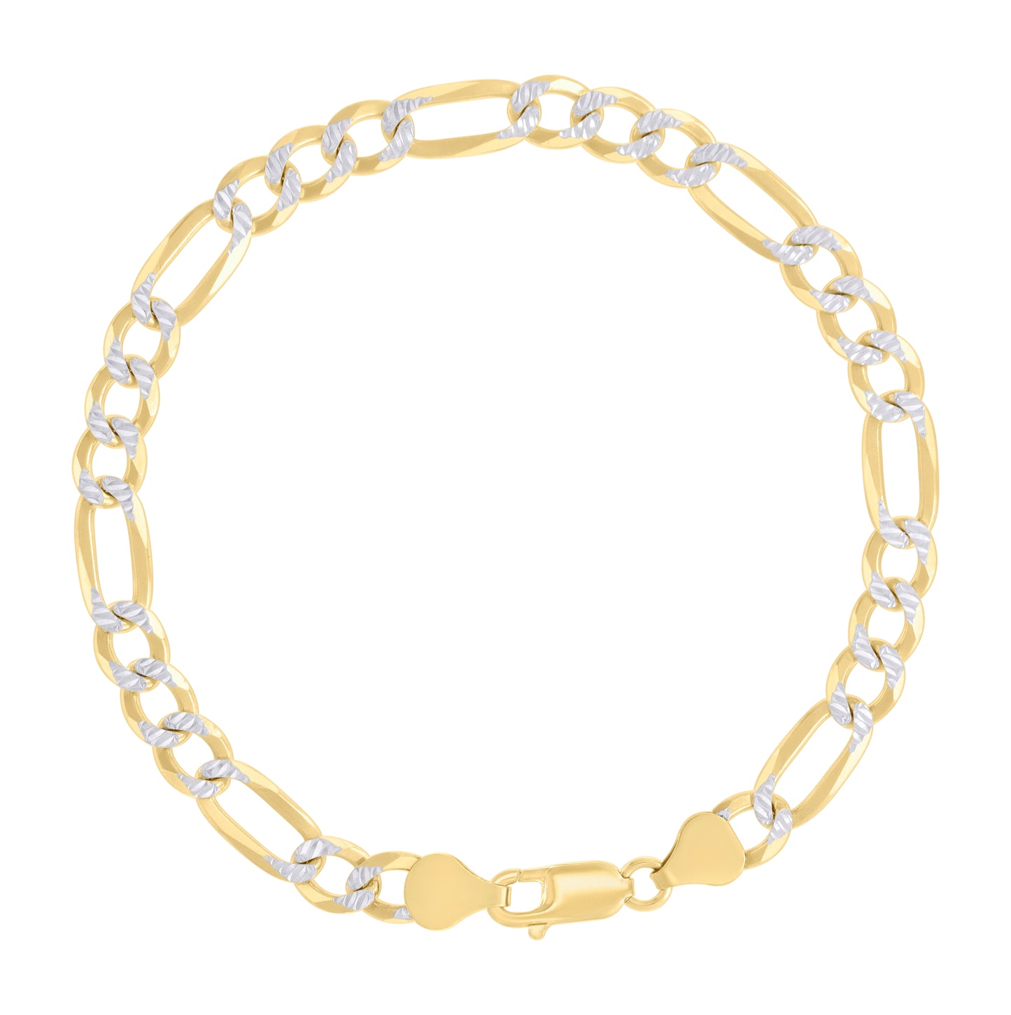 Sterling Silver Two Tone Pave Super Flat Figaro Chain