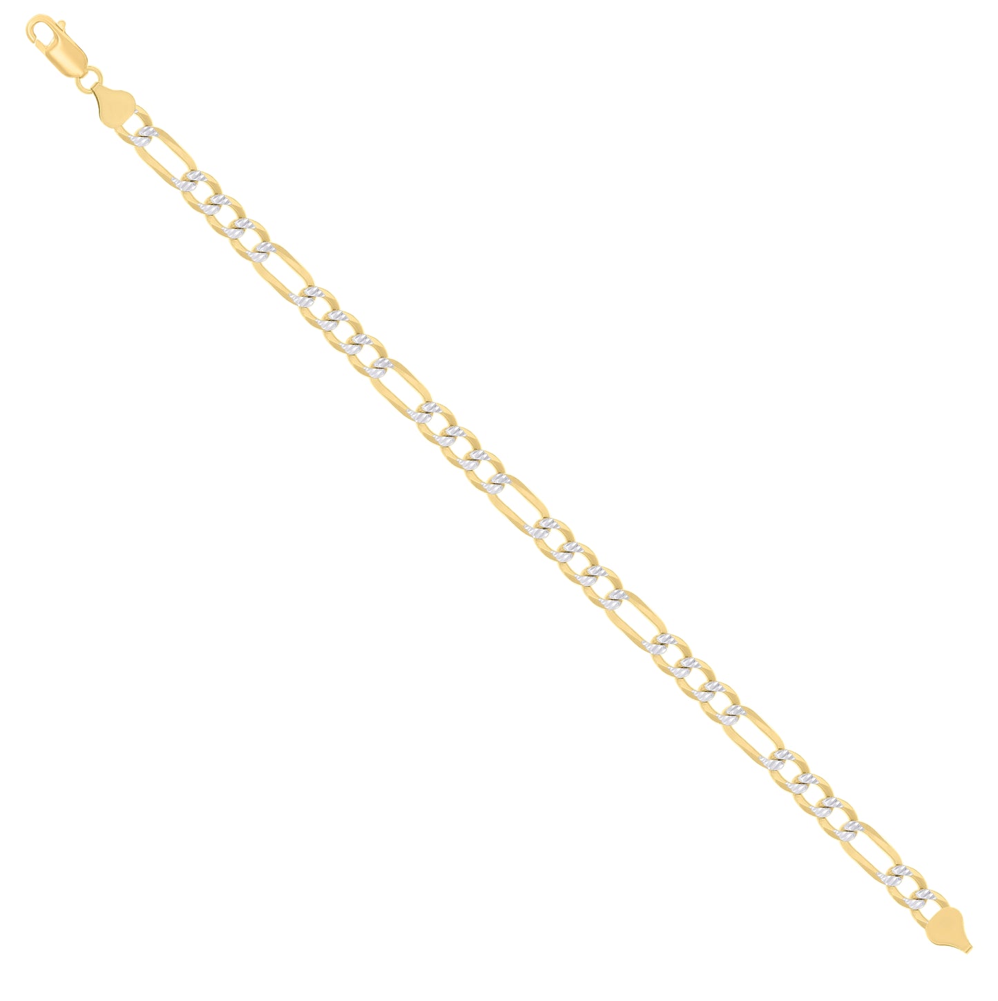 Sterling Silver Two Tone Pave Super Flat Figaro Chain