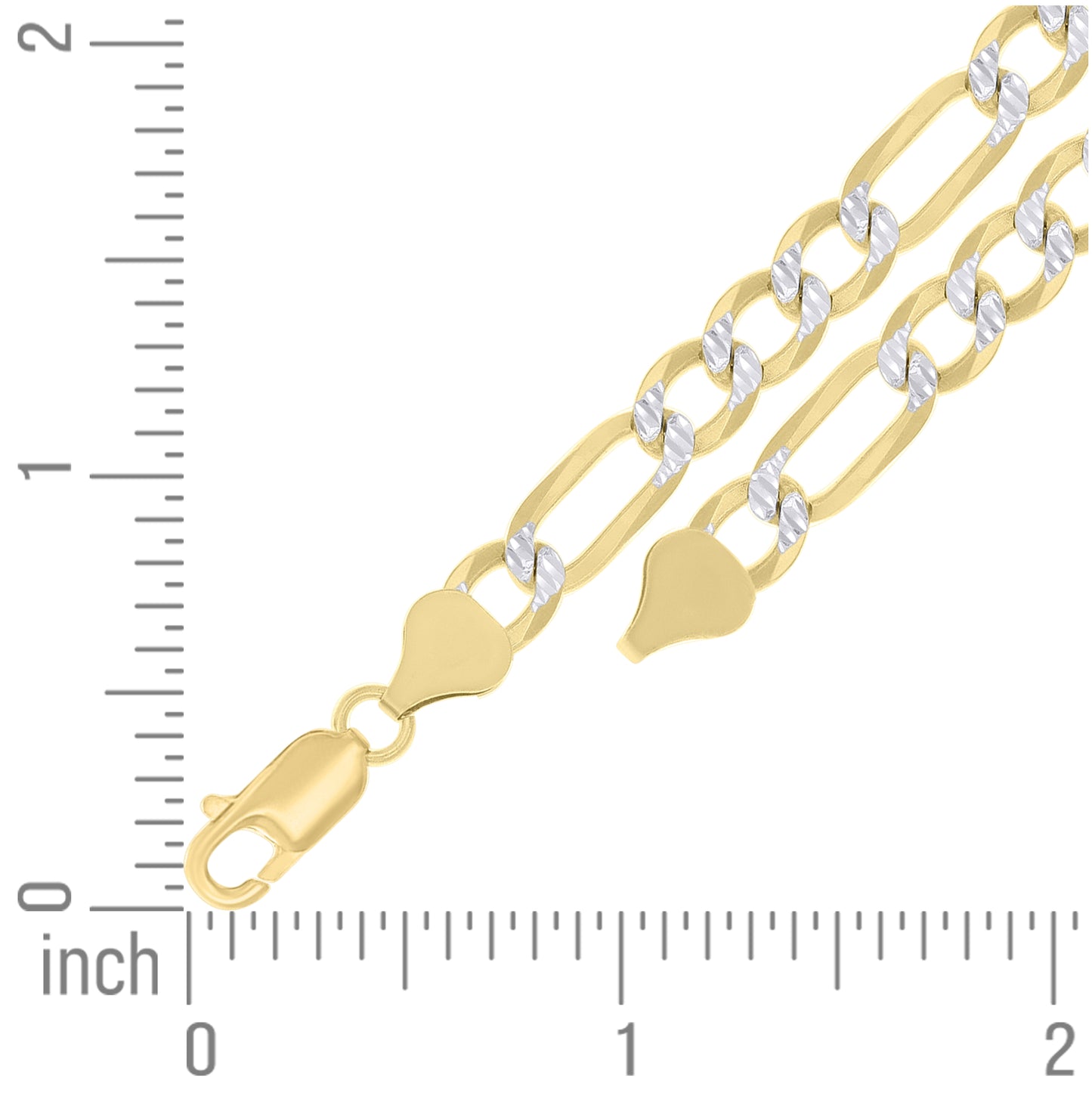Sterling Silver Two Tone Pave Super Flat Figaro Chain