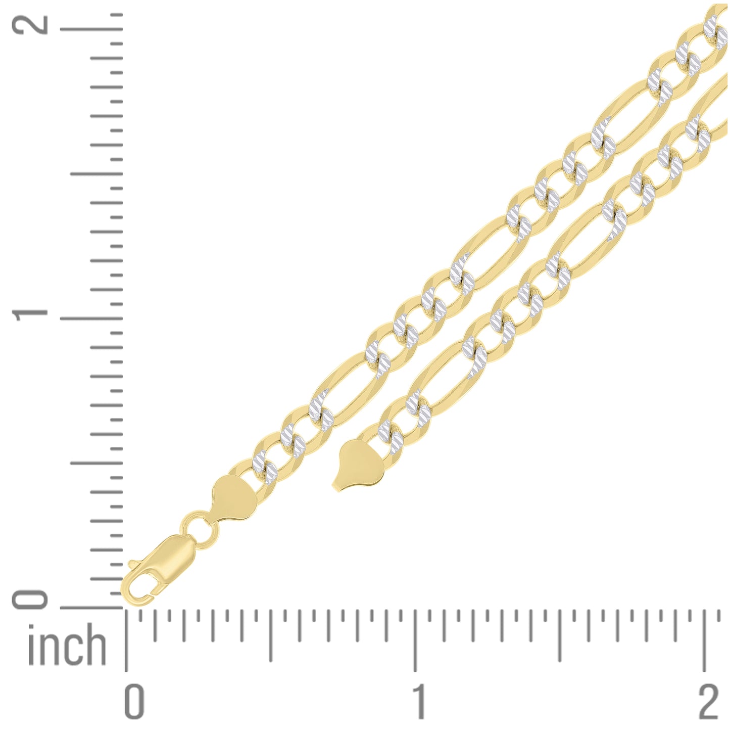 Sterling Silver Two Tone Pave Super Flat Figaro Chain
