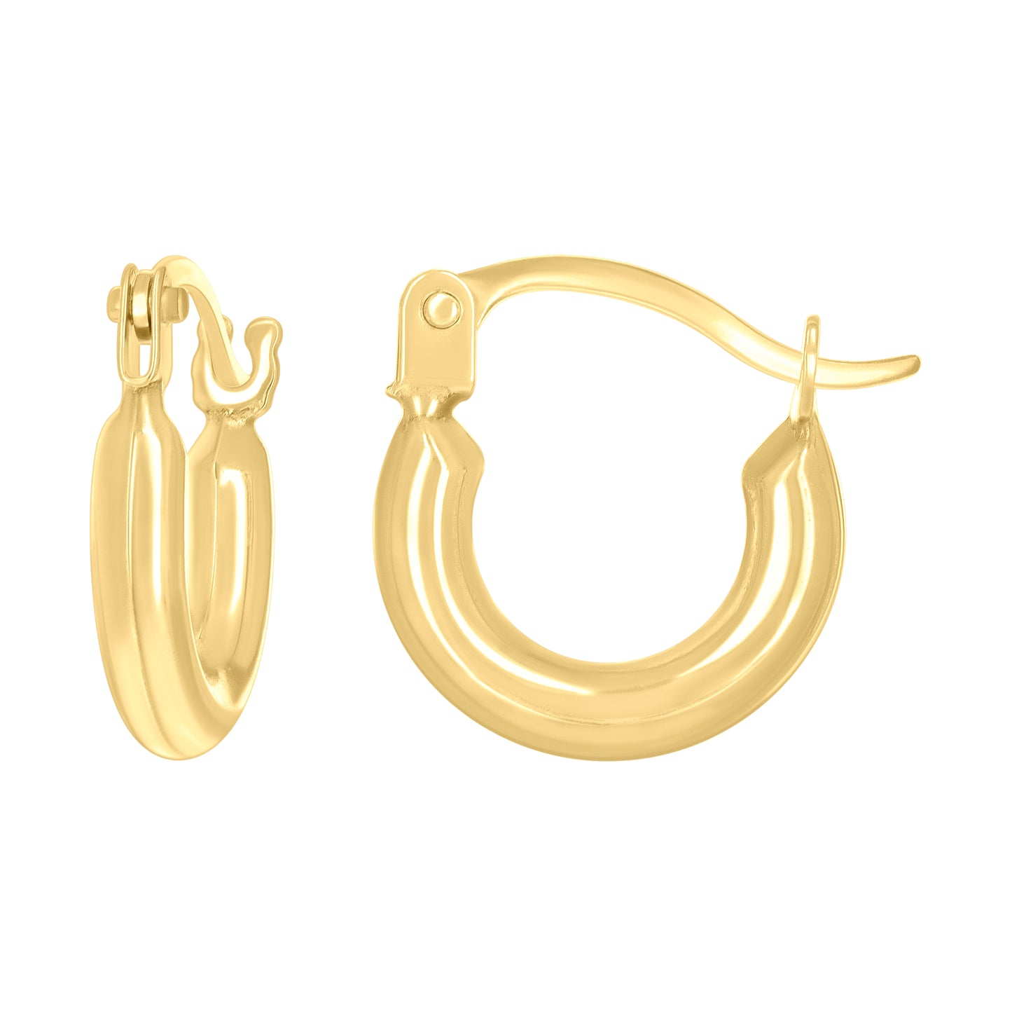 14K Yellow Gold Womens Round Fashion Hoop Earrings
