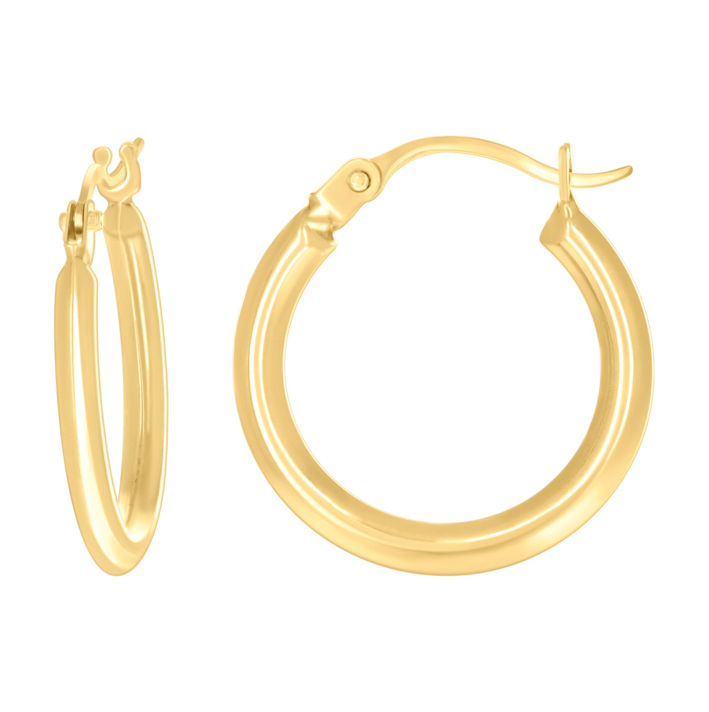 14K Yellow Gold Womens Round Fashion Hoop Earrings