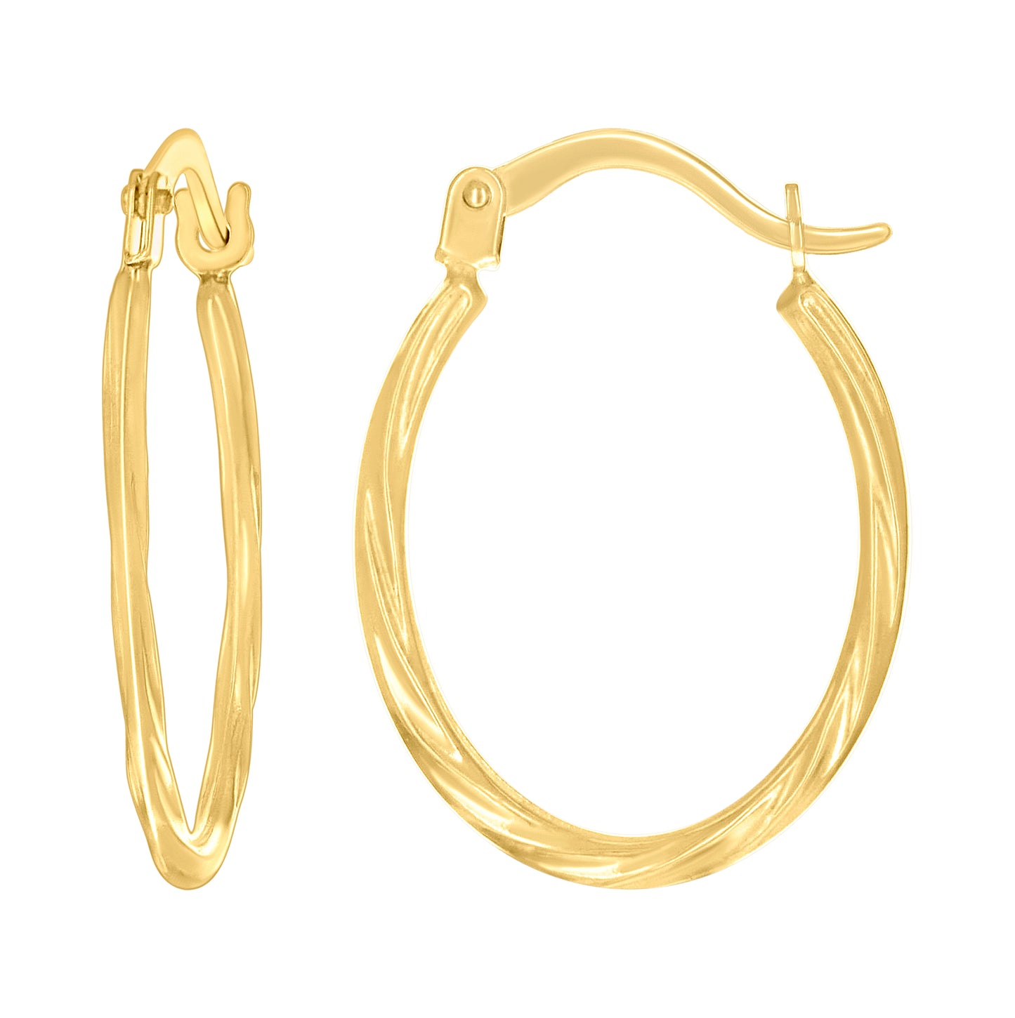 14K Yellow Gold Womens Round Twisted Hoop Earrings