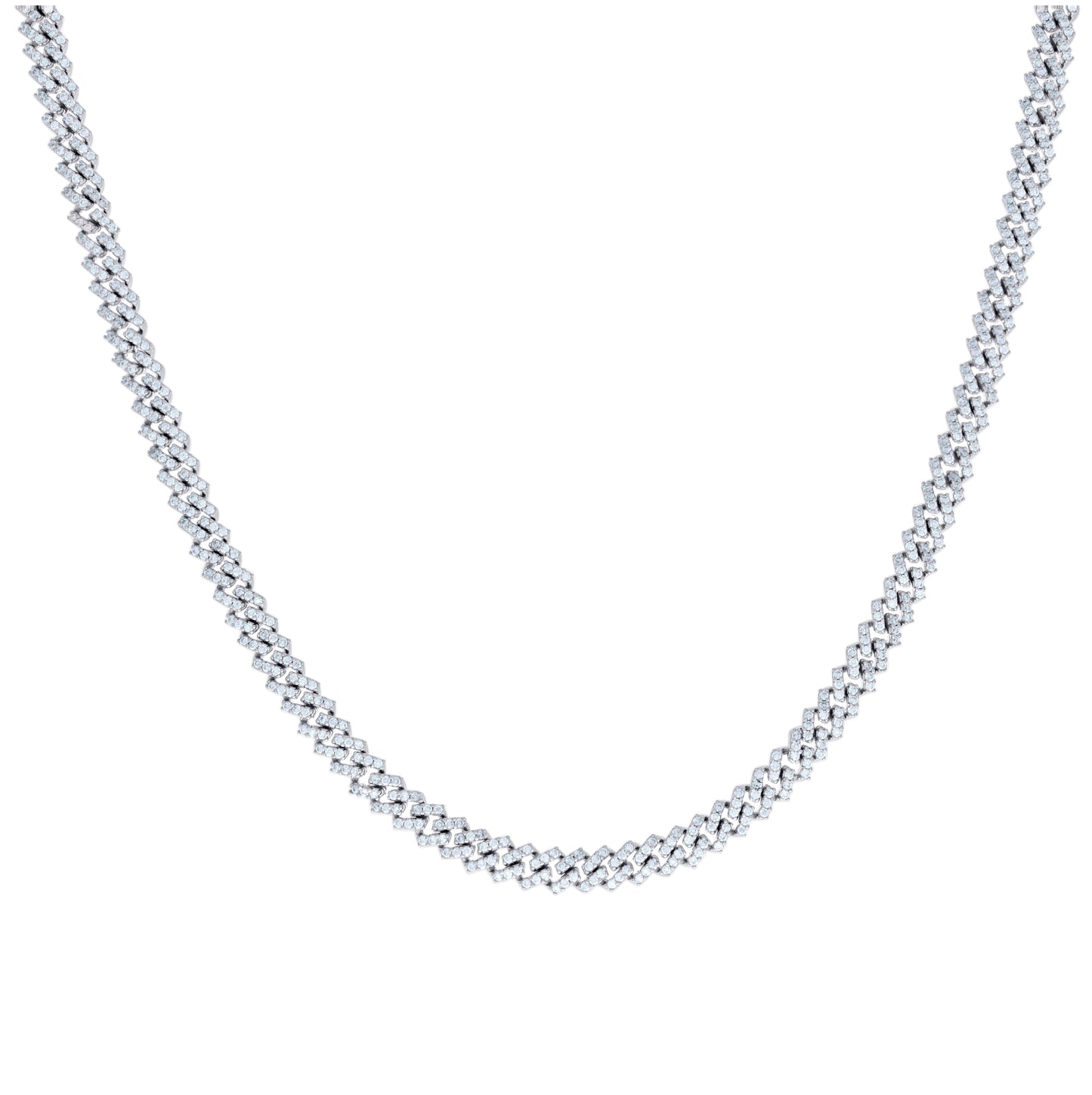 Sterling Silver Moissanite Square Cuban Chain Necklace 5mm