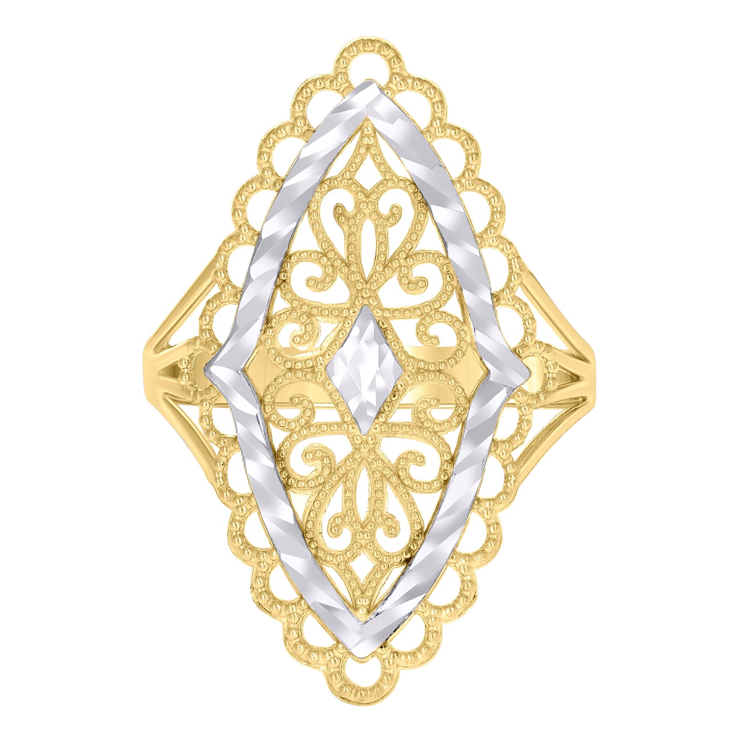 10K Two-tone Gold Womens Fashion Ring