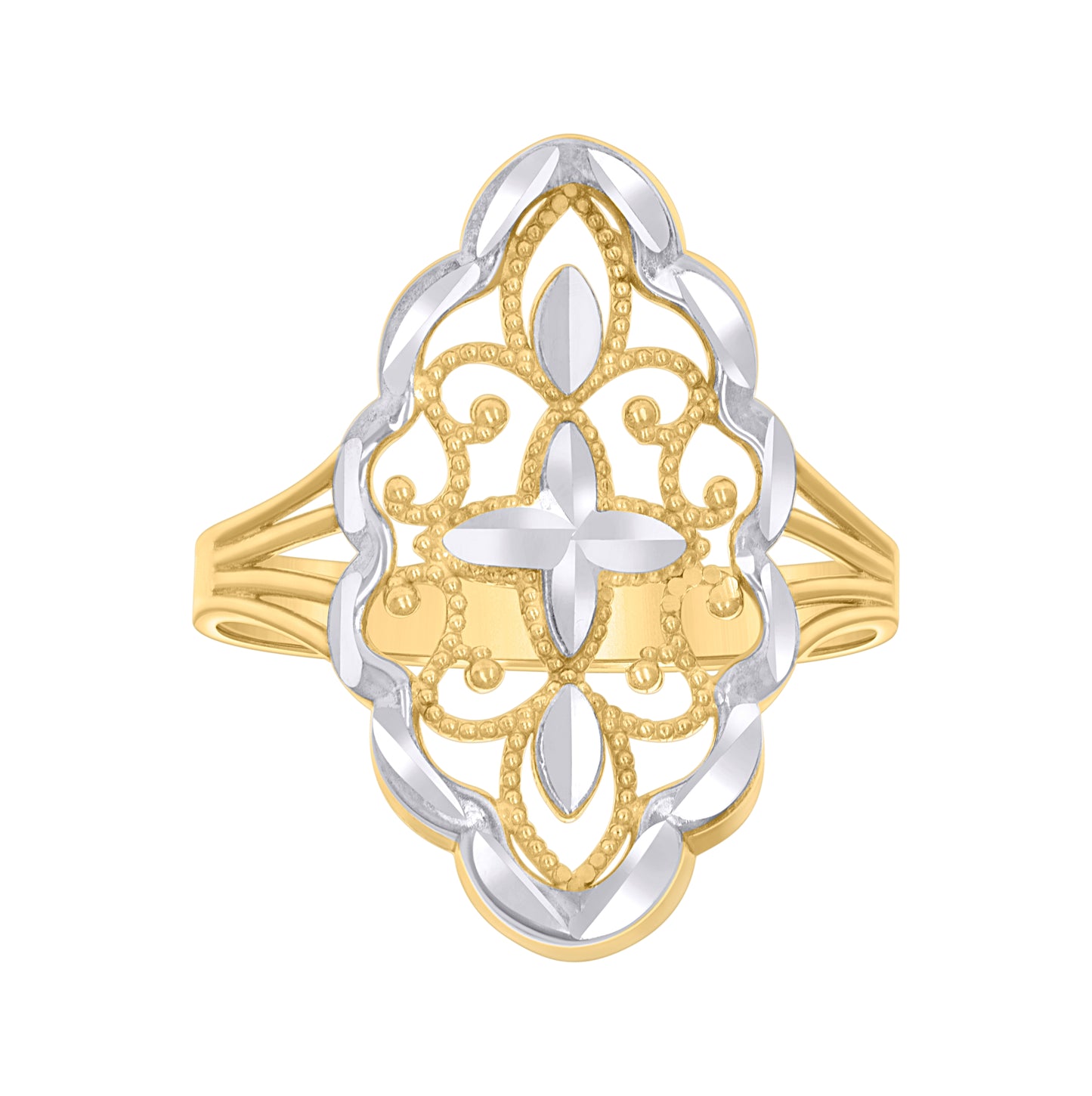 10K Two-tone Gold Womens Fashion Ring
