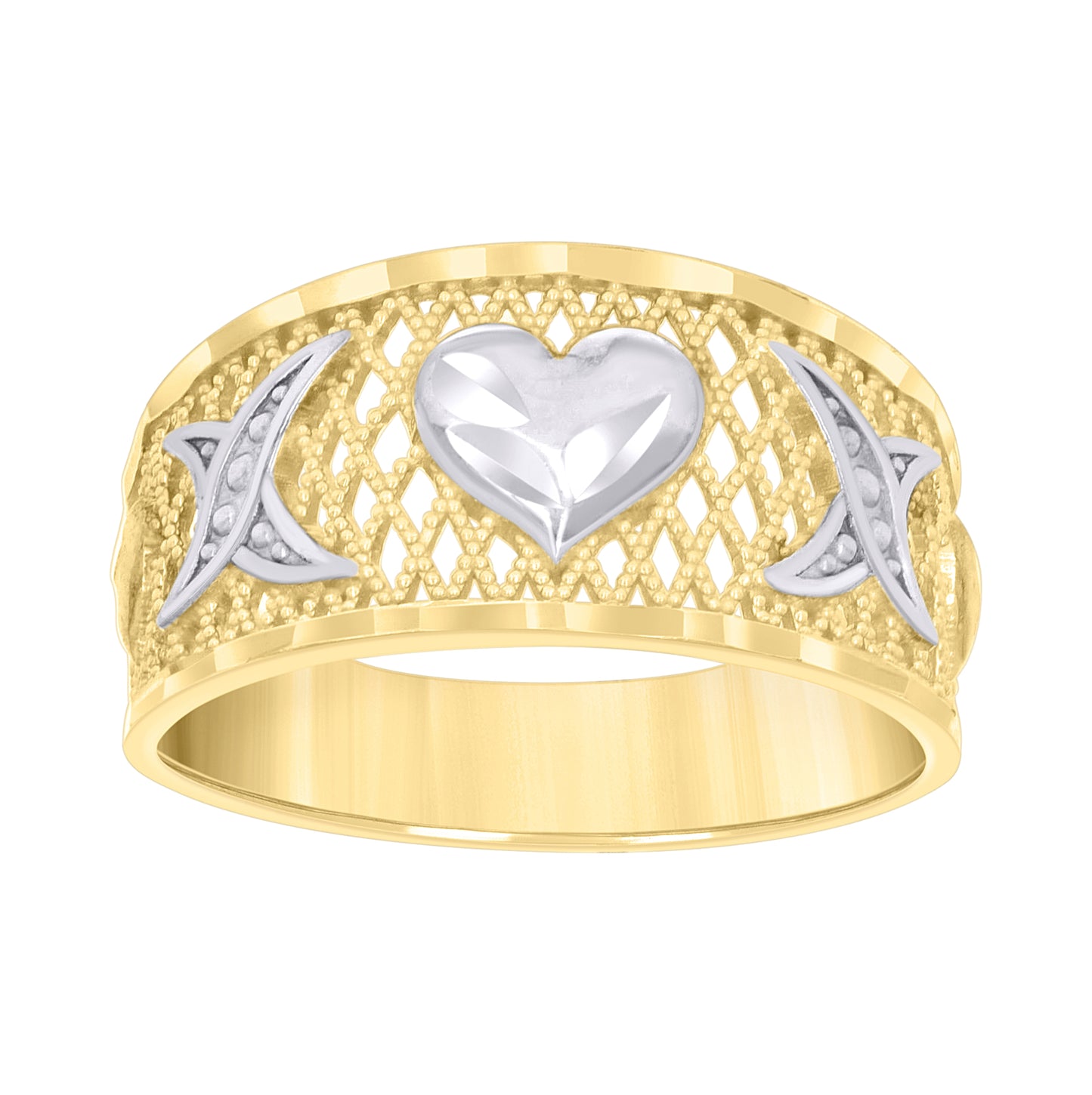 10K Two-tone Gold Womens Heart XO XO Ring