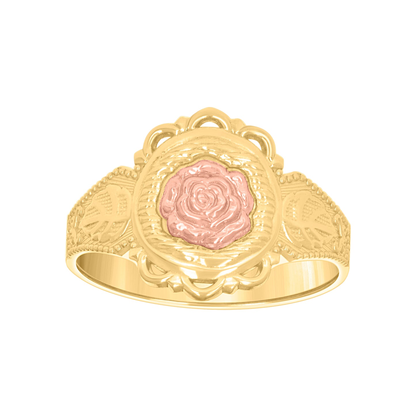 10K Two-tone Gold Womens Flower Fashion Ring