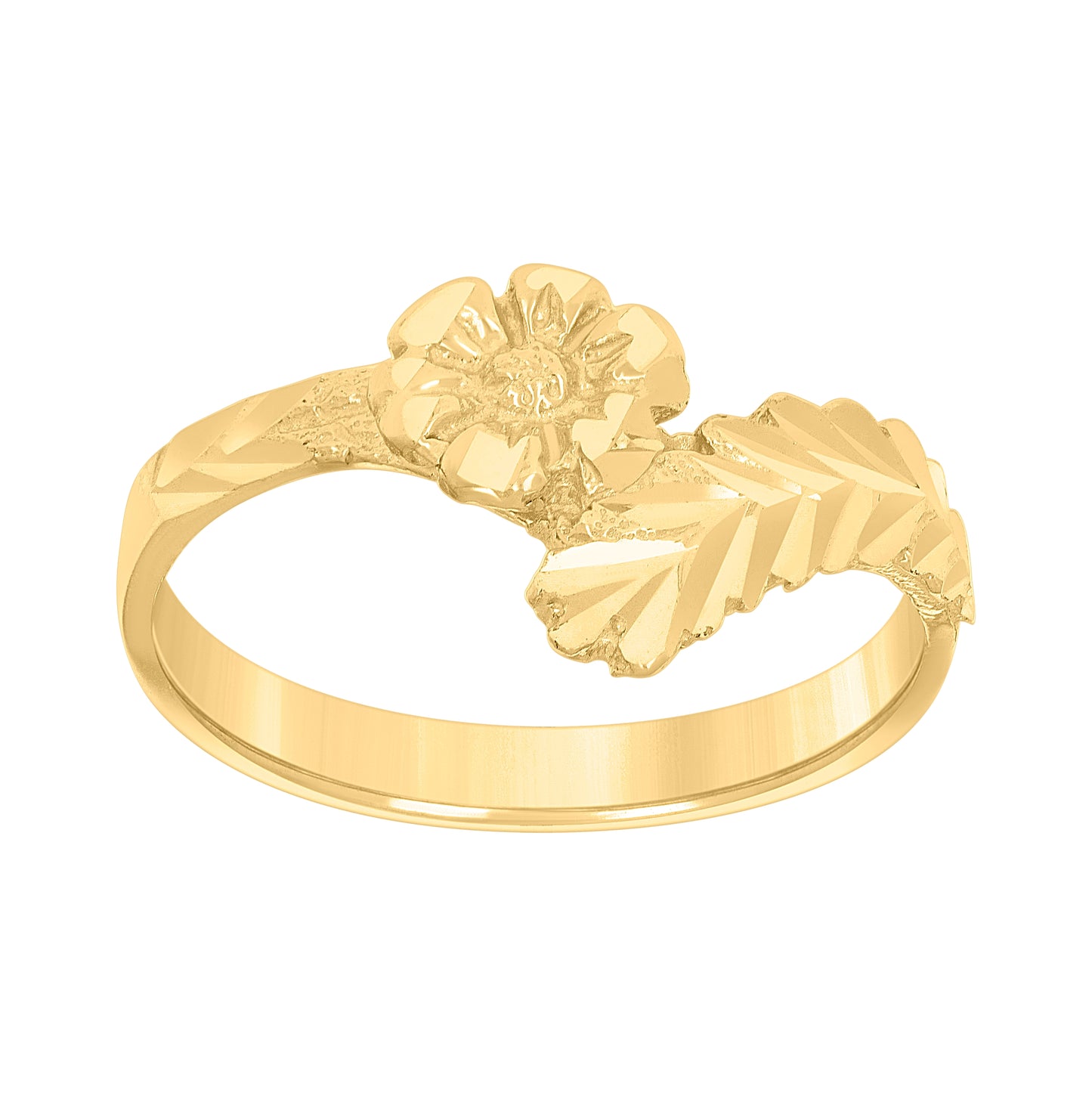 10K Yellow Gold Womens Flower Fashion Ring
