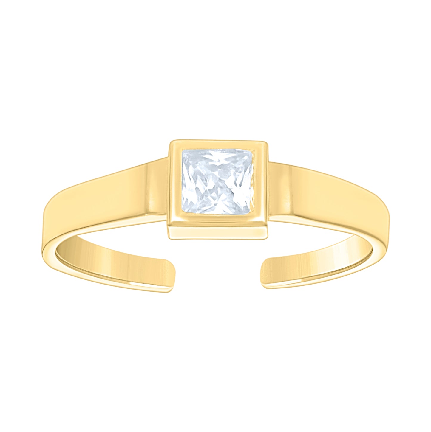 10K Yellow Gold Womens Princess-cut Cubic-Zirconia Square Head Toe Ring