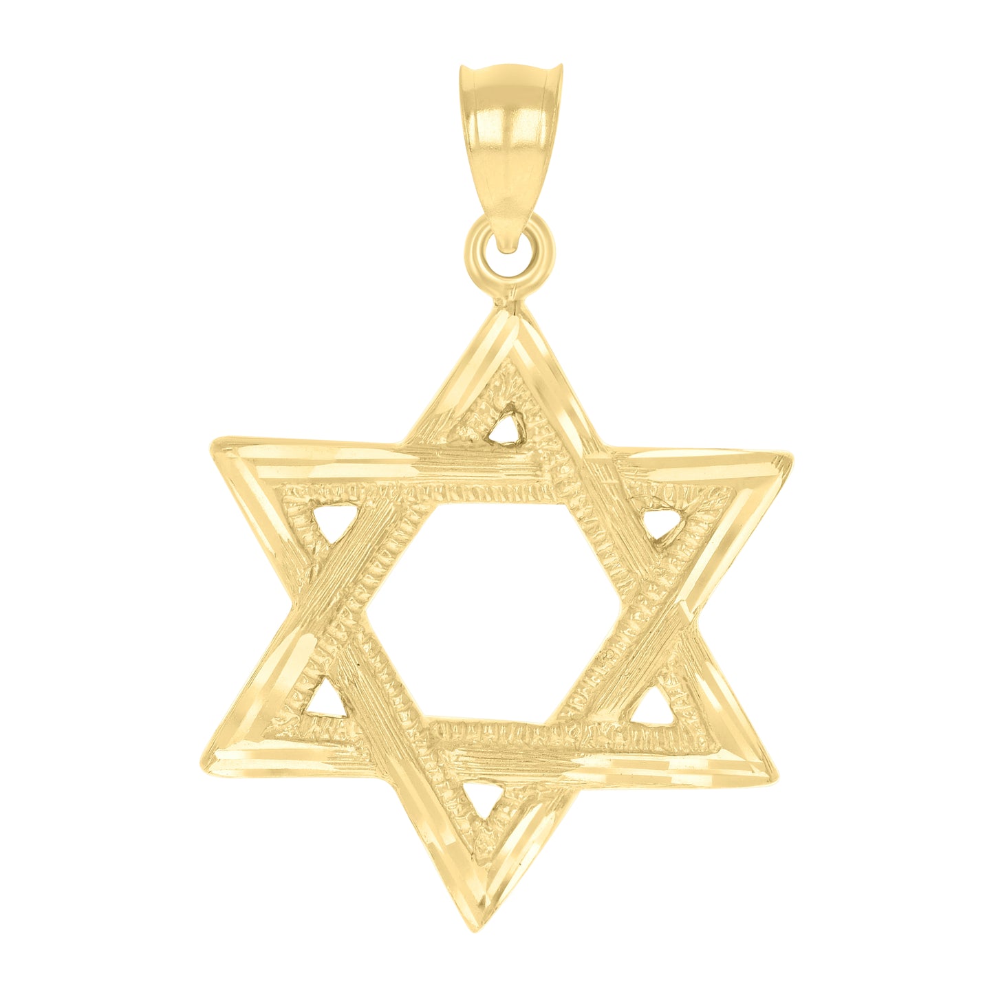14K Yellow Gold Mens Star Of David Symbol Religious Pendant