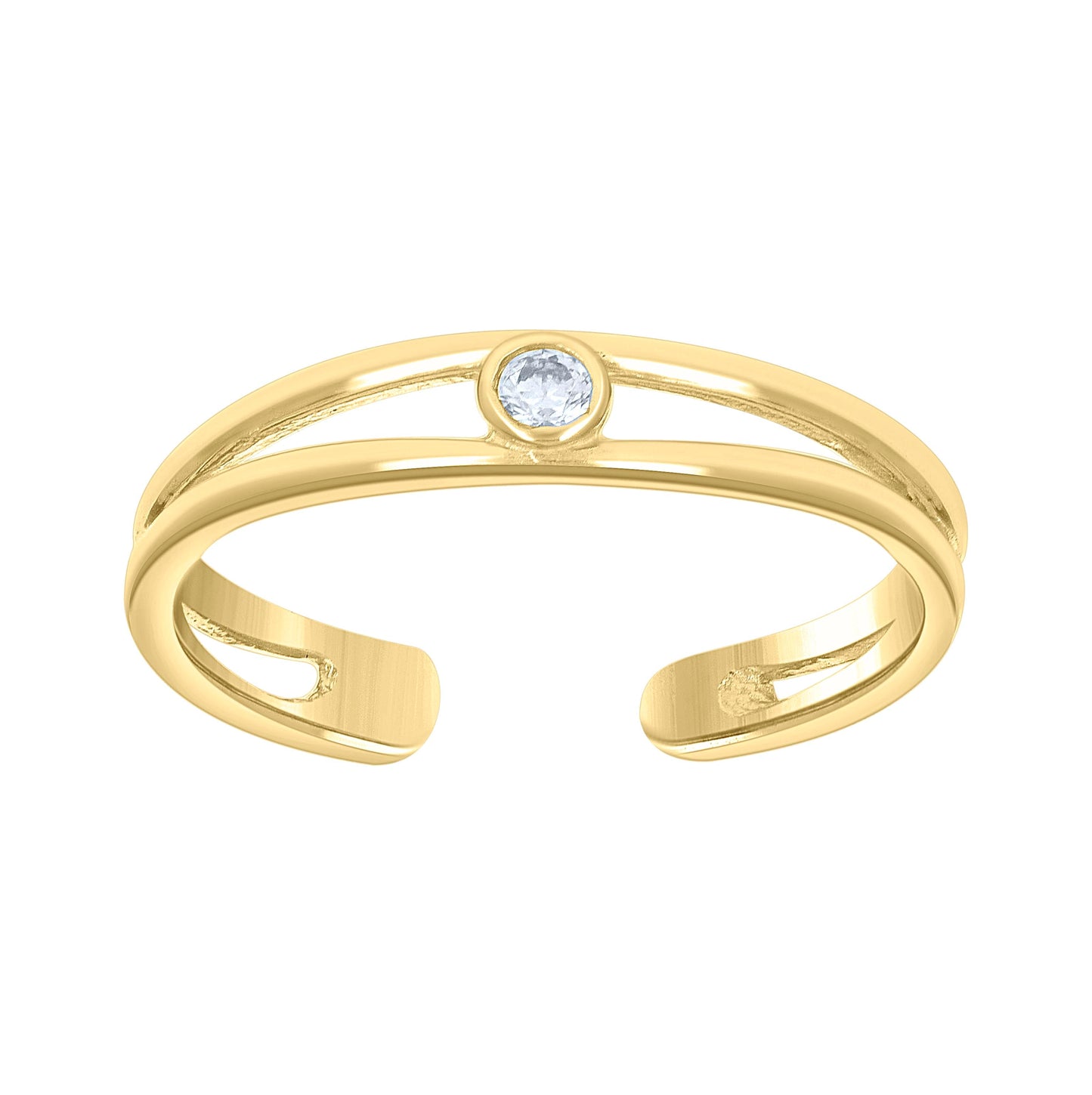 14K Yellow Gold Womens Cubic-Zirconia Fashion Toe Ring