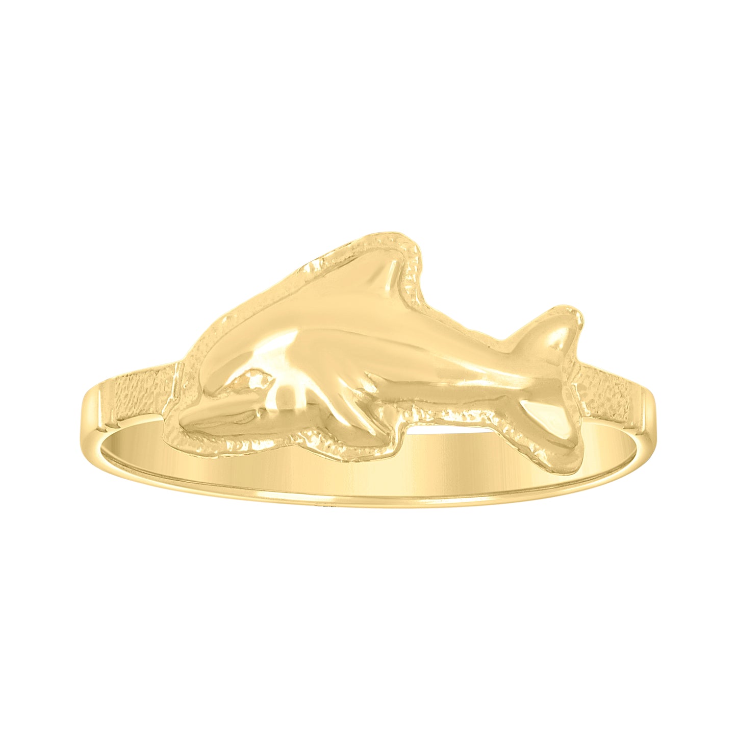 14K Yellow Gold Womens Dolphin Ocean Ring
