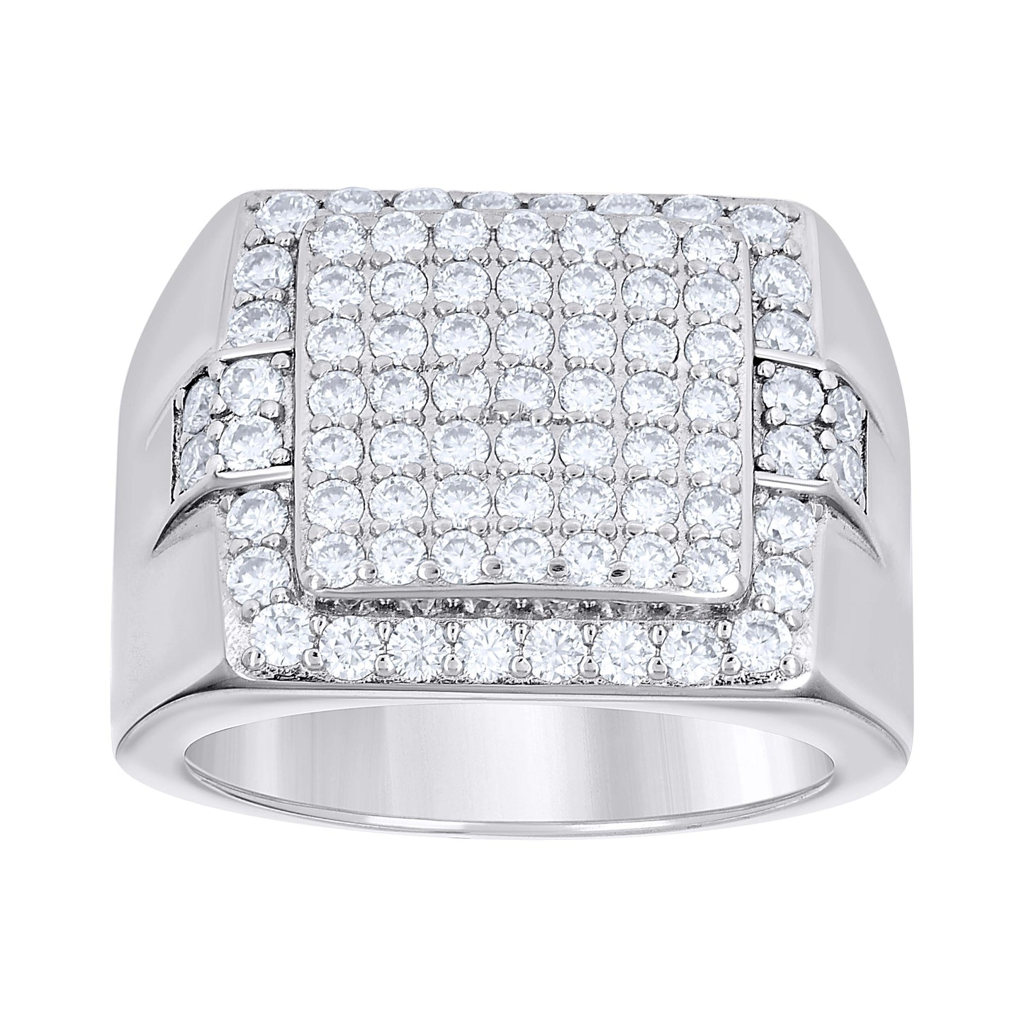 Sterling Silver Men's Moissanite Square Head Fashion Bridal Anniversary Wedding Engagement Band Ring