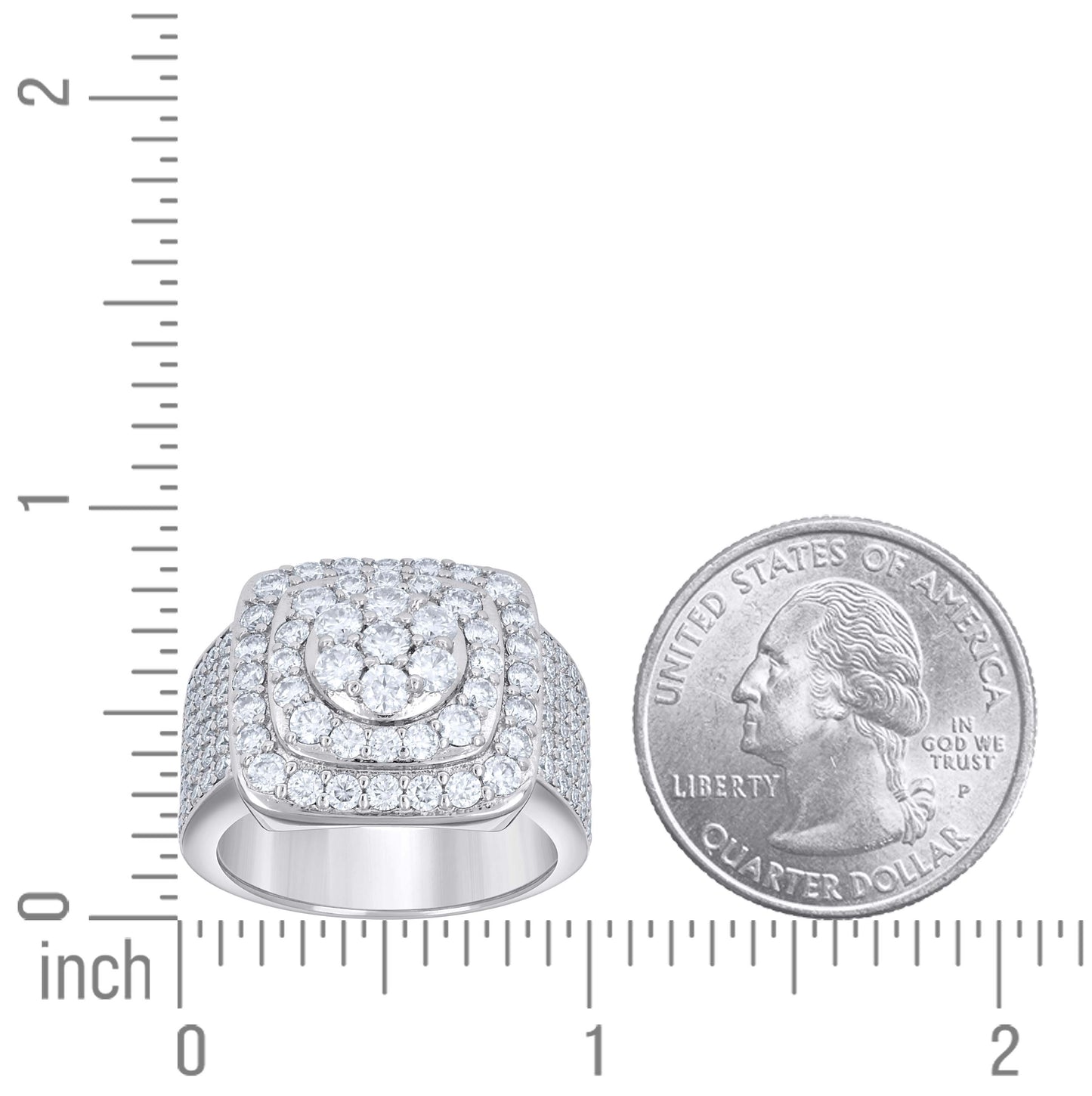 Sterling Silver Men's Moissanite Square Head Fashion Bridal Anniversary Wedding Engagement Band Ring