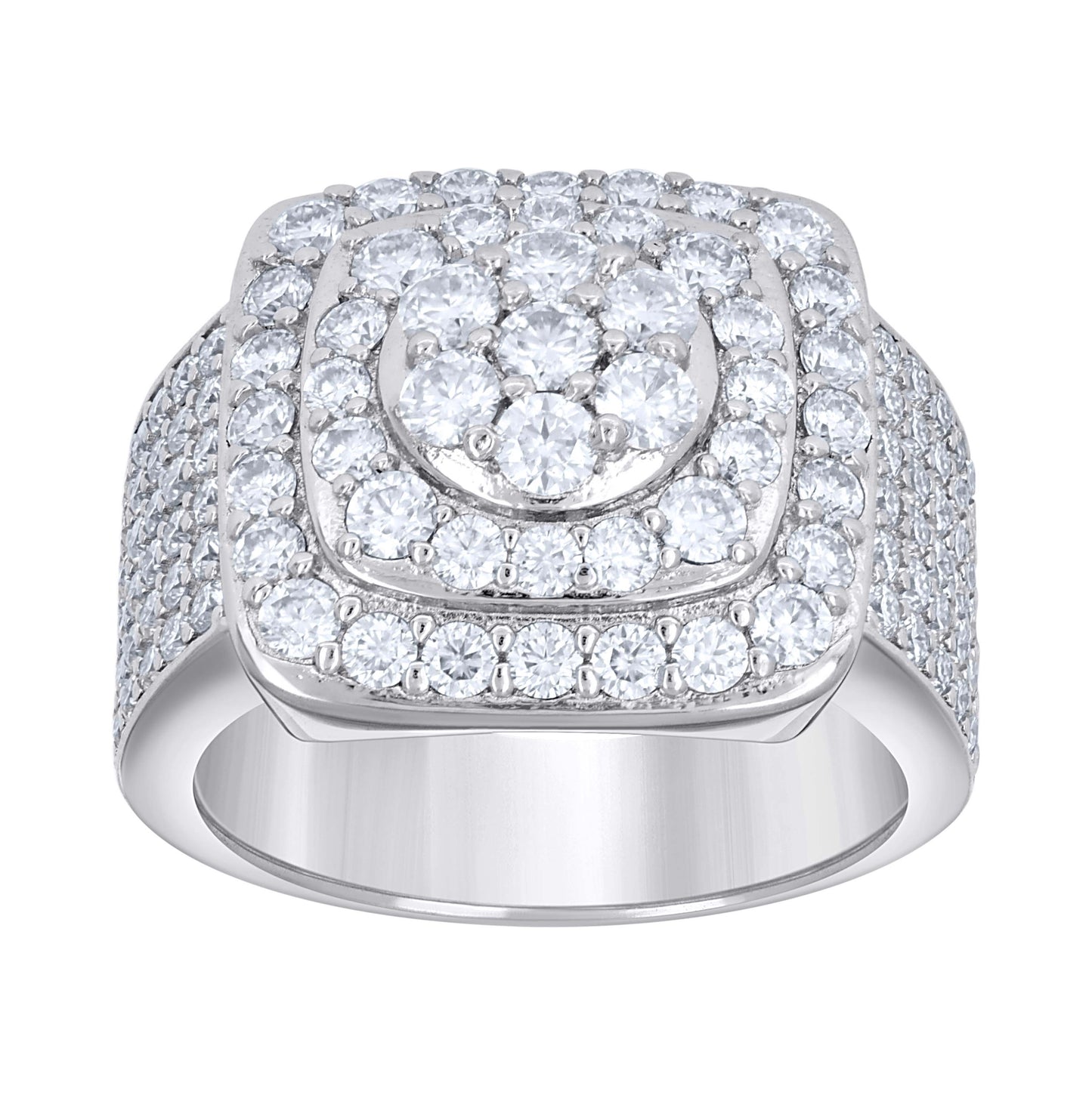 Sterling Silver Men's Moissanite Square Head Fashion Bridal Anniversary Wedding Engagement Band Ring