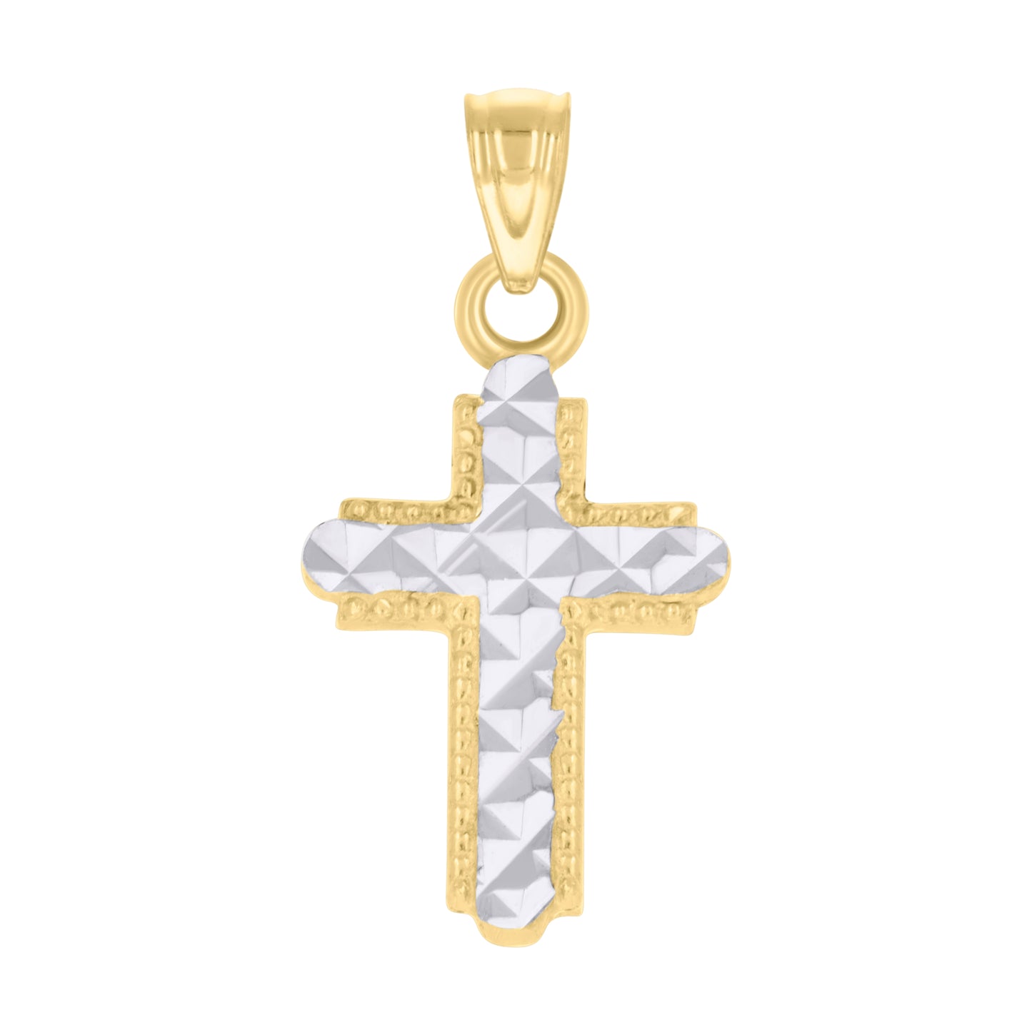 14K Two-tone Gold Unisex Cross Religious Pendant