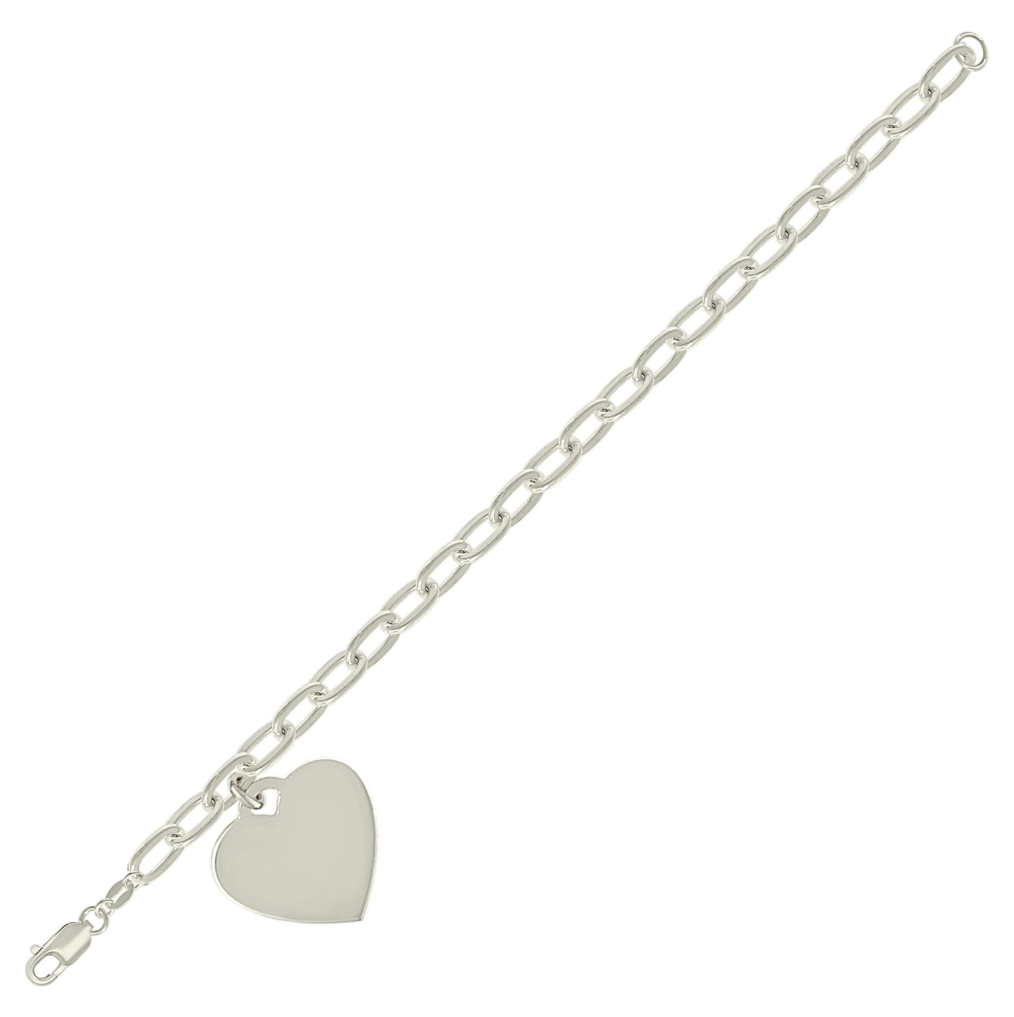 Sterling Silver Womens Heart Charm Bracelet Size 7.5 Inches