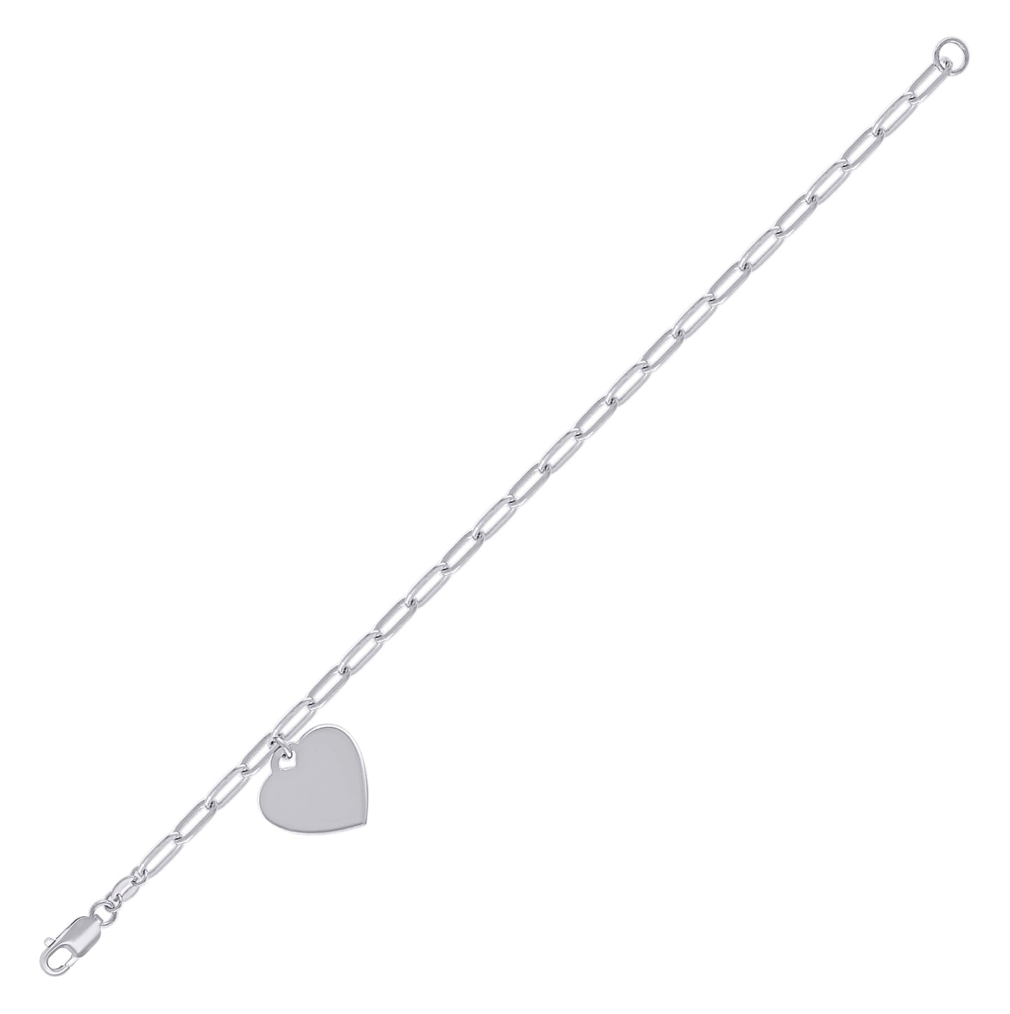 Sterling Silver Womens Heart Charm Bracelet Size 7.5 Inches