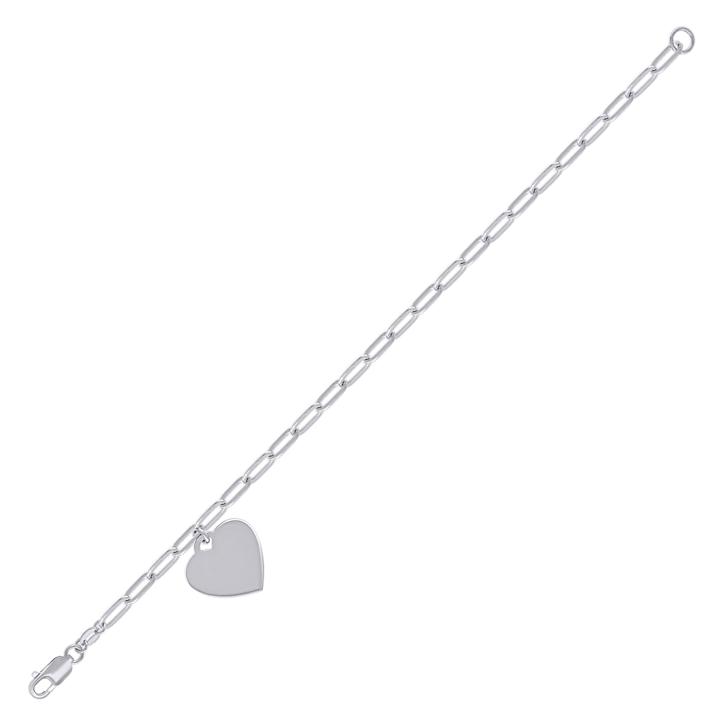 Sterling Silver Womens Heart Charm Bracelet Size 7.5 Inches