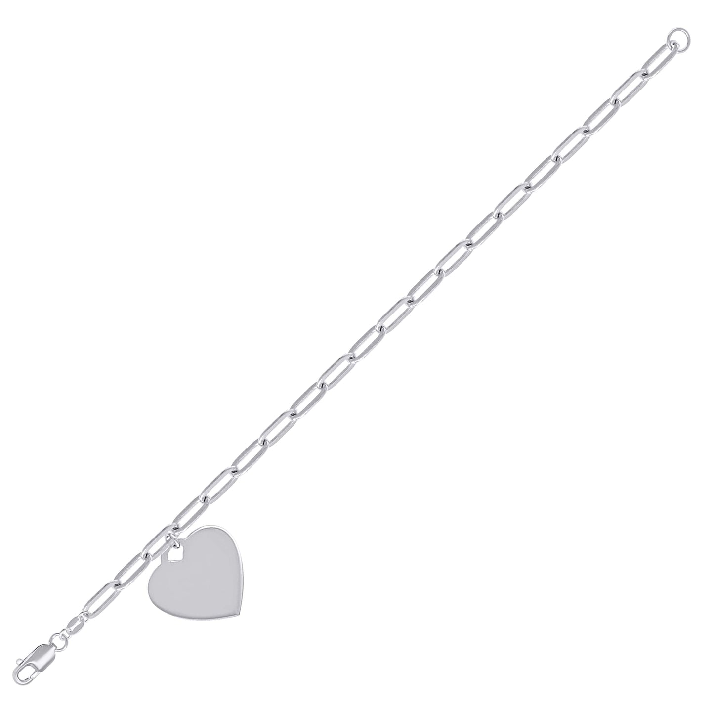 Sterling Silver Womens Heart Charm Bracelet Size 7.5 Inches