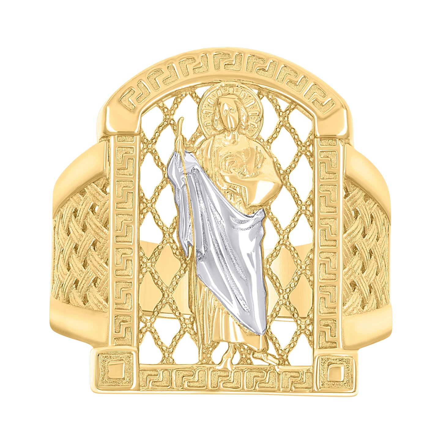 10K Two-tone Gold Mens St. Jude Religious Ring