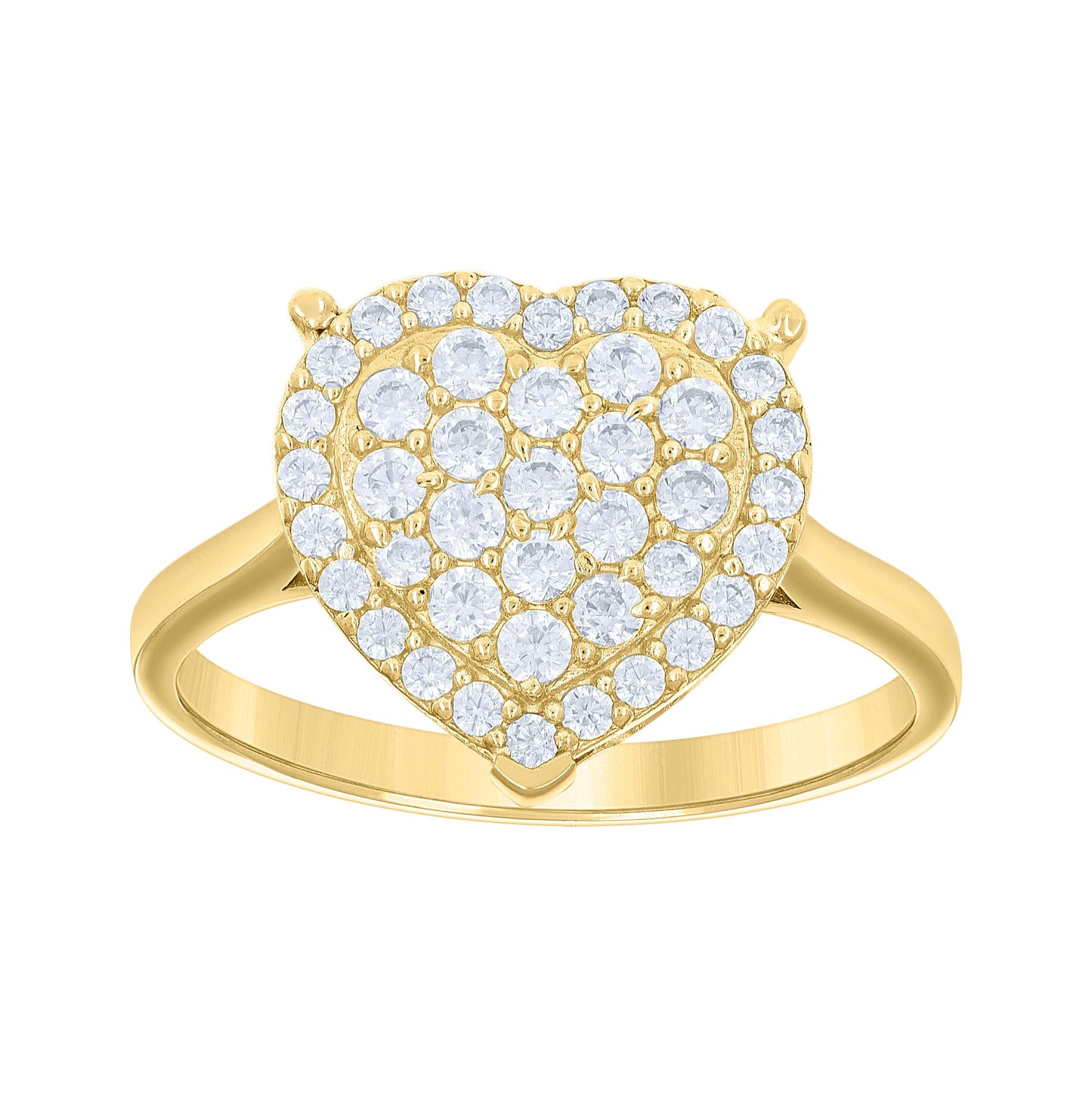 10K Yellow Gold Womens Cubic-Zirconia Heart Ring