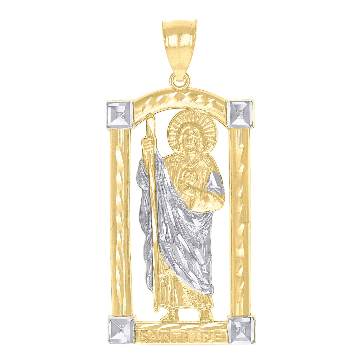 10K Two-tone Gold Unisex St. Jude Religious Charm Pendant