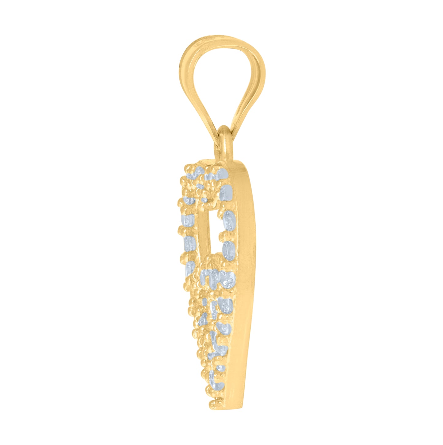 10K Yellow Gold Womens Cubic-Zirconia Heart In Heart Charm Pendant