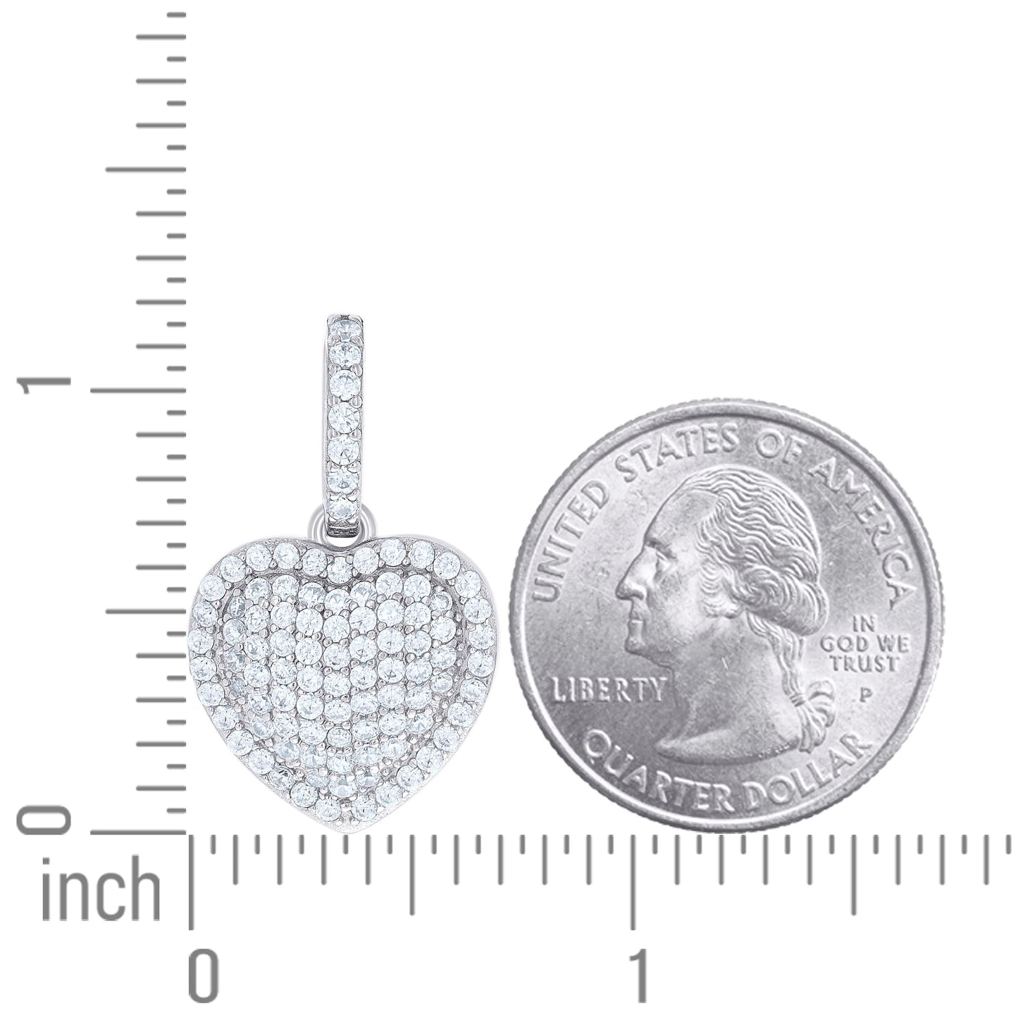 Sterling Silver Womens Cubic-Zirconia Puff Heart Pendant