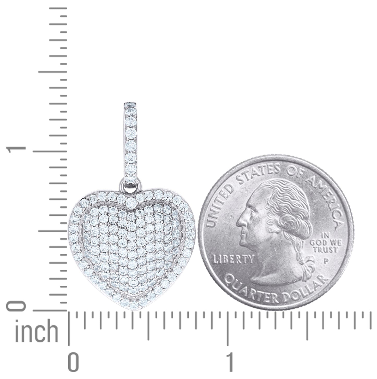 Sterling Silver Womens Cubic-Zirconia Puff Heart Pendant