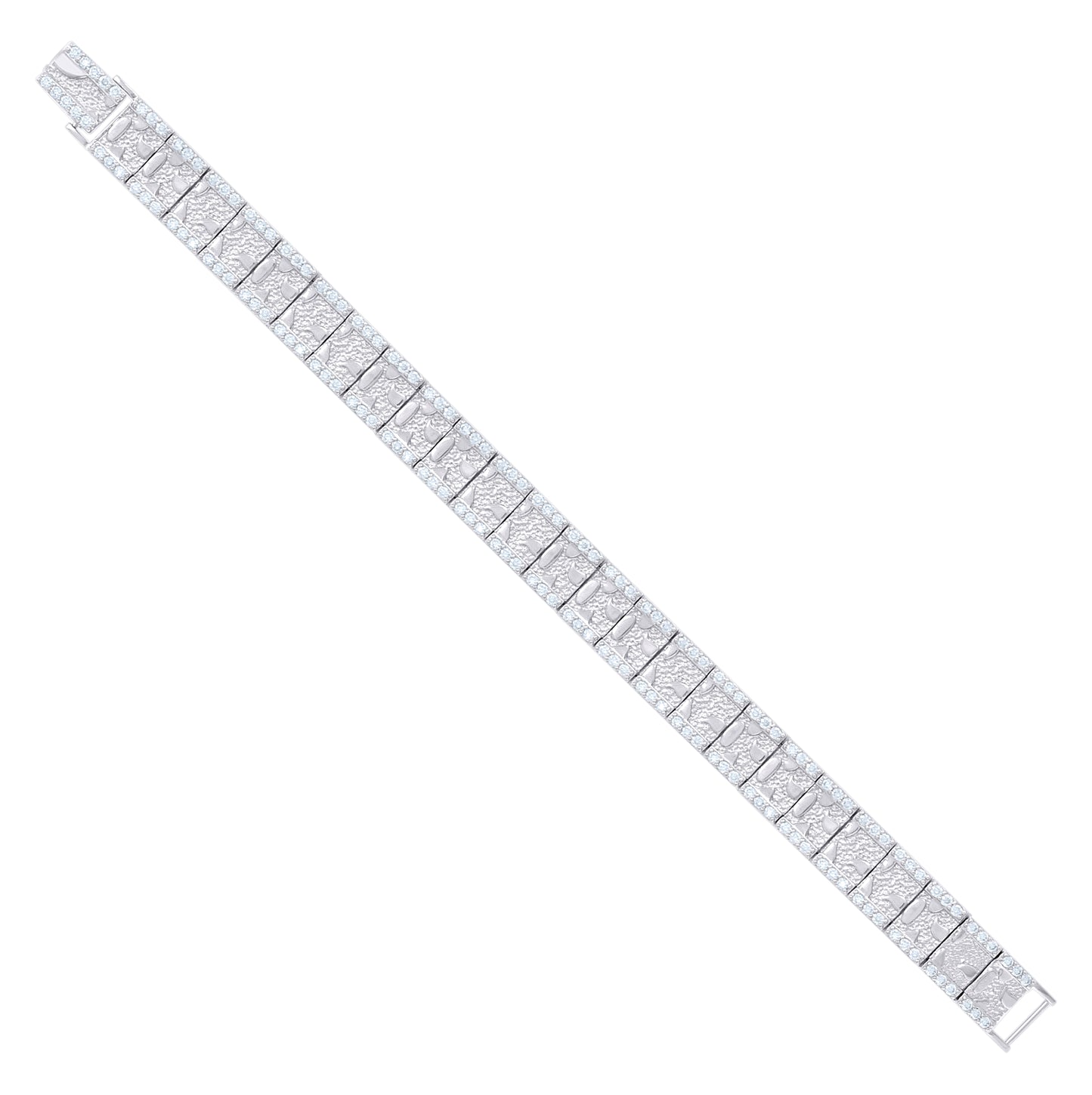 Sterling Silver Moissanite Square Link Nugget Bracelet 12mm
