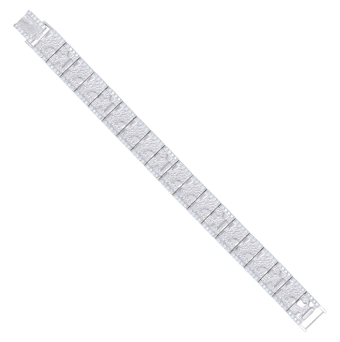 Sterling Silver Moissanite Square Link Nugget Bracelet 16mm