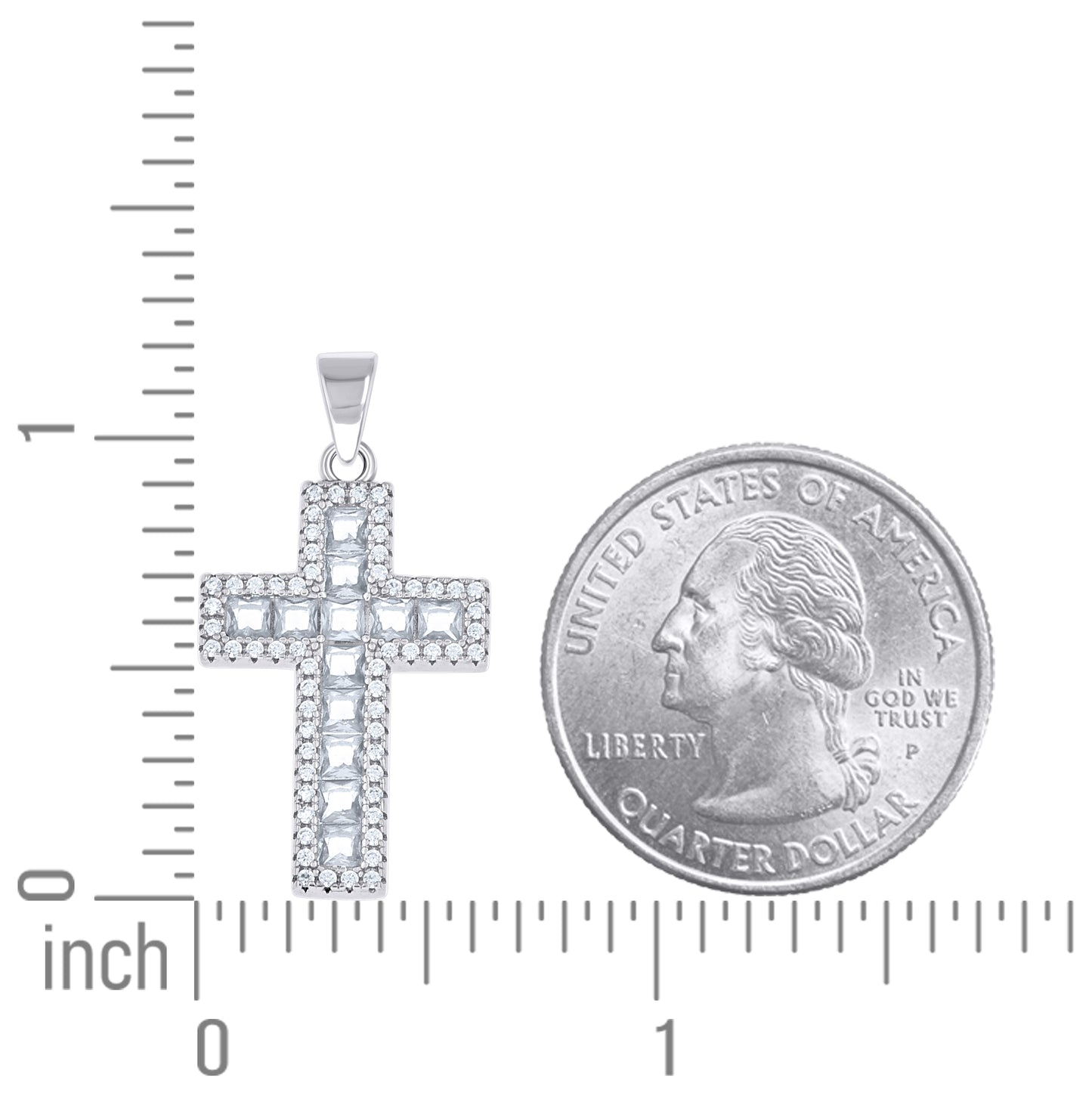 Sterling Silver Womens Pink Cubic-Zirconia Cross Religious Pendant