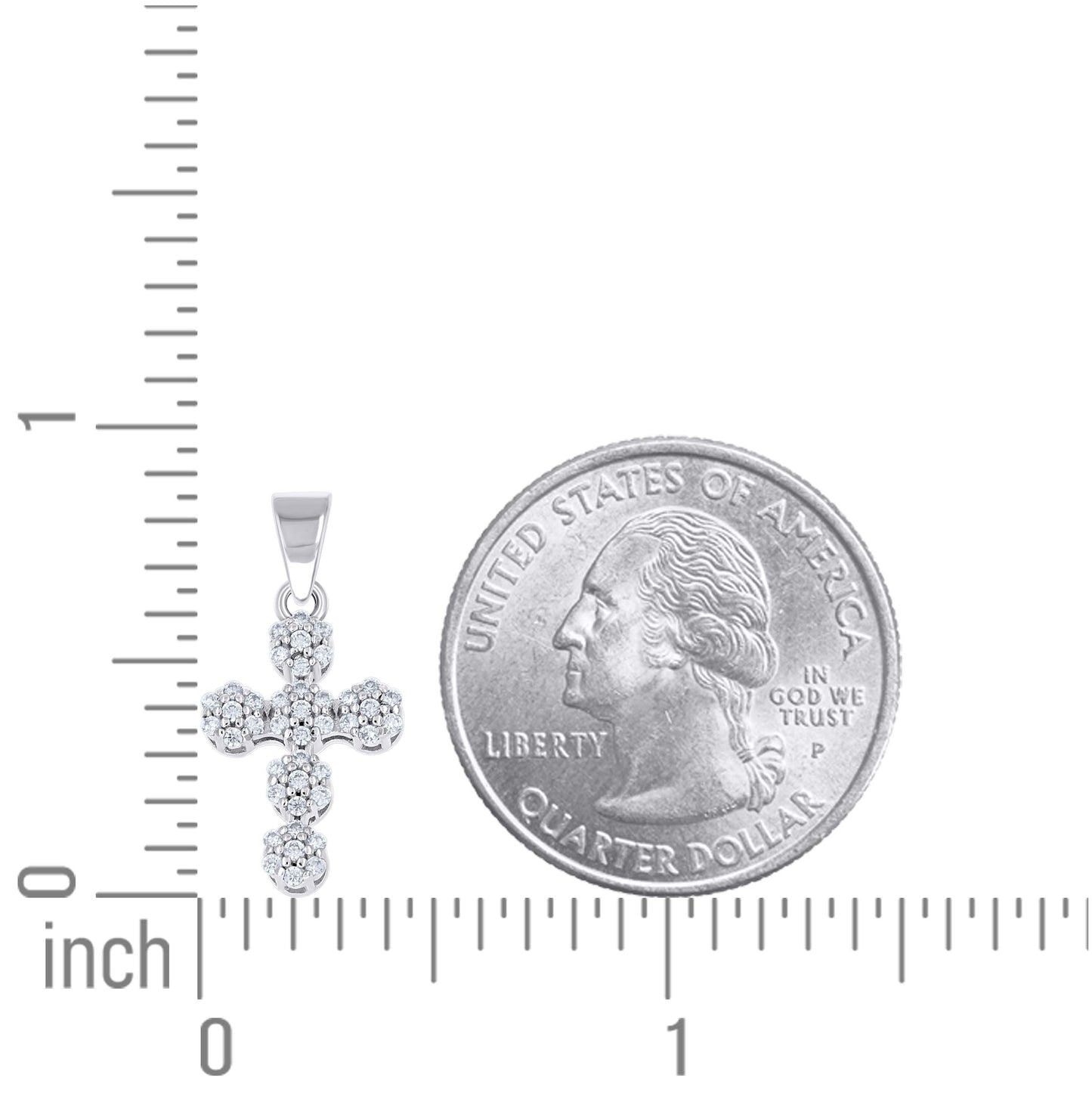 Sterling Silver Unisex Cubic-Zirconia Cross Religious Pendant
