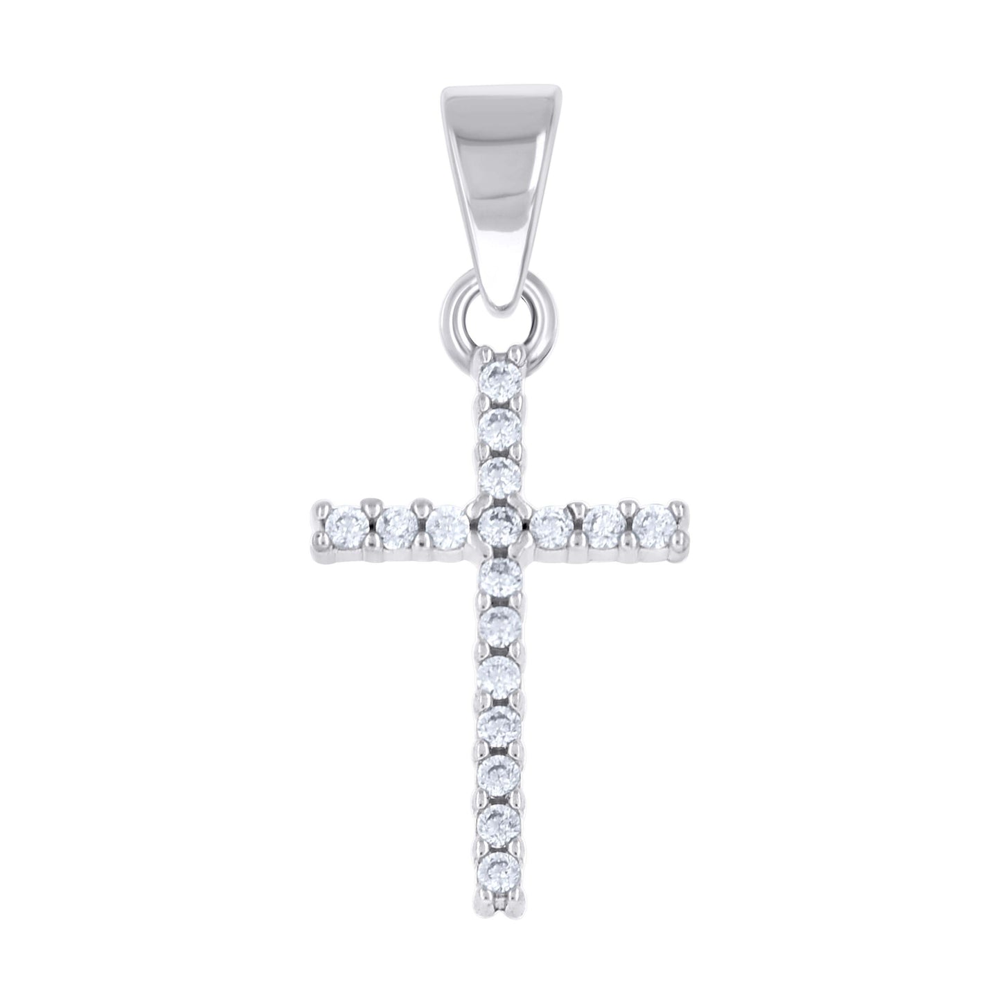 Sterling Silver Unisex Cubic-Zirconia Cross Religious Pendant
