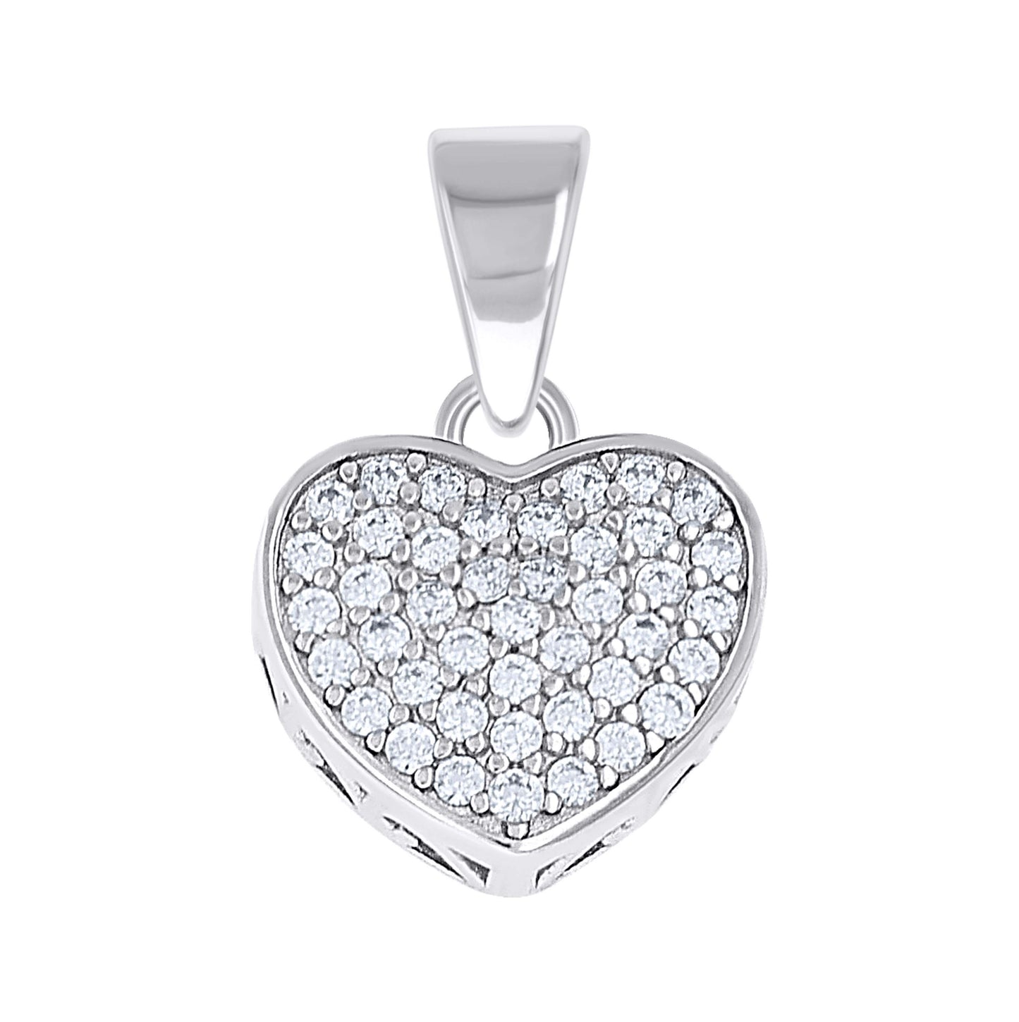 Sterling Silver Womens Cubic-Zirconia Heart Pendant