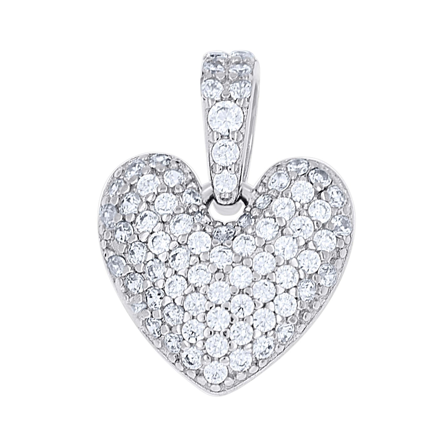 Sterling Silver Womens Cubic-Zirconia Cluster Heart Pendant