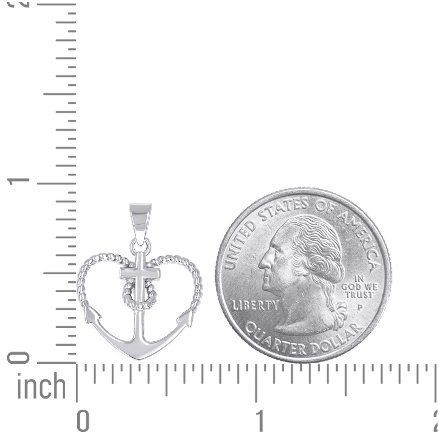 Sterling Silver Womens Rope Heart Anchor Cross Religious Pendant