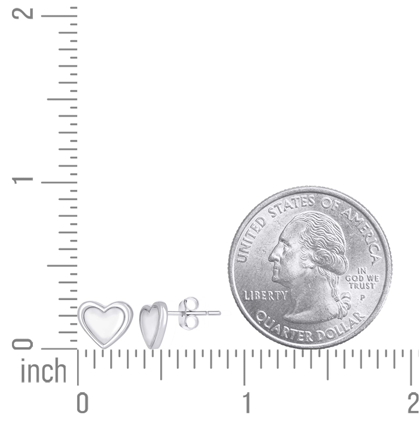 Sterling Silver Womens Heart Stud Earrings