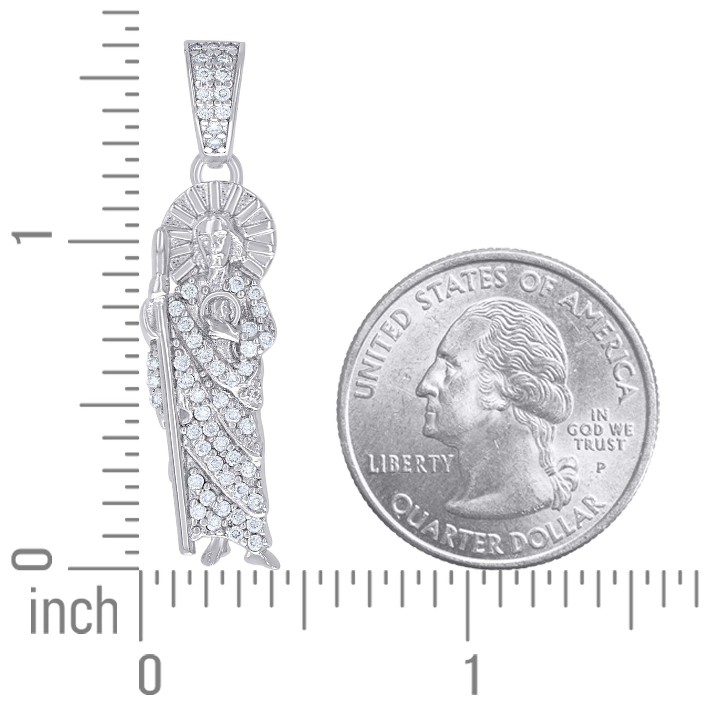 Sterling Silver Mens Cubic-Zirconia St. Jude Religious Charm Pendant