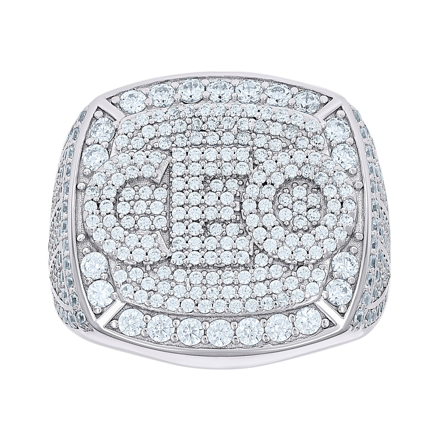 Sterling Silver Mens 3.86ct Round, 0.58ct Baguette Moissanite CEO Square Head Fashion Bridal Anniversary Wedding Engagement Band Ring